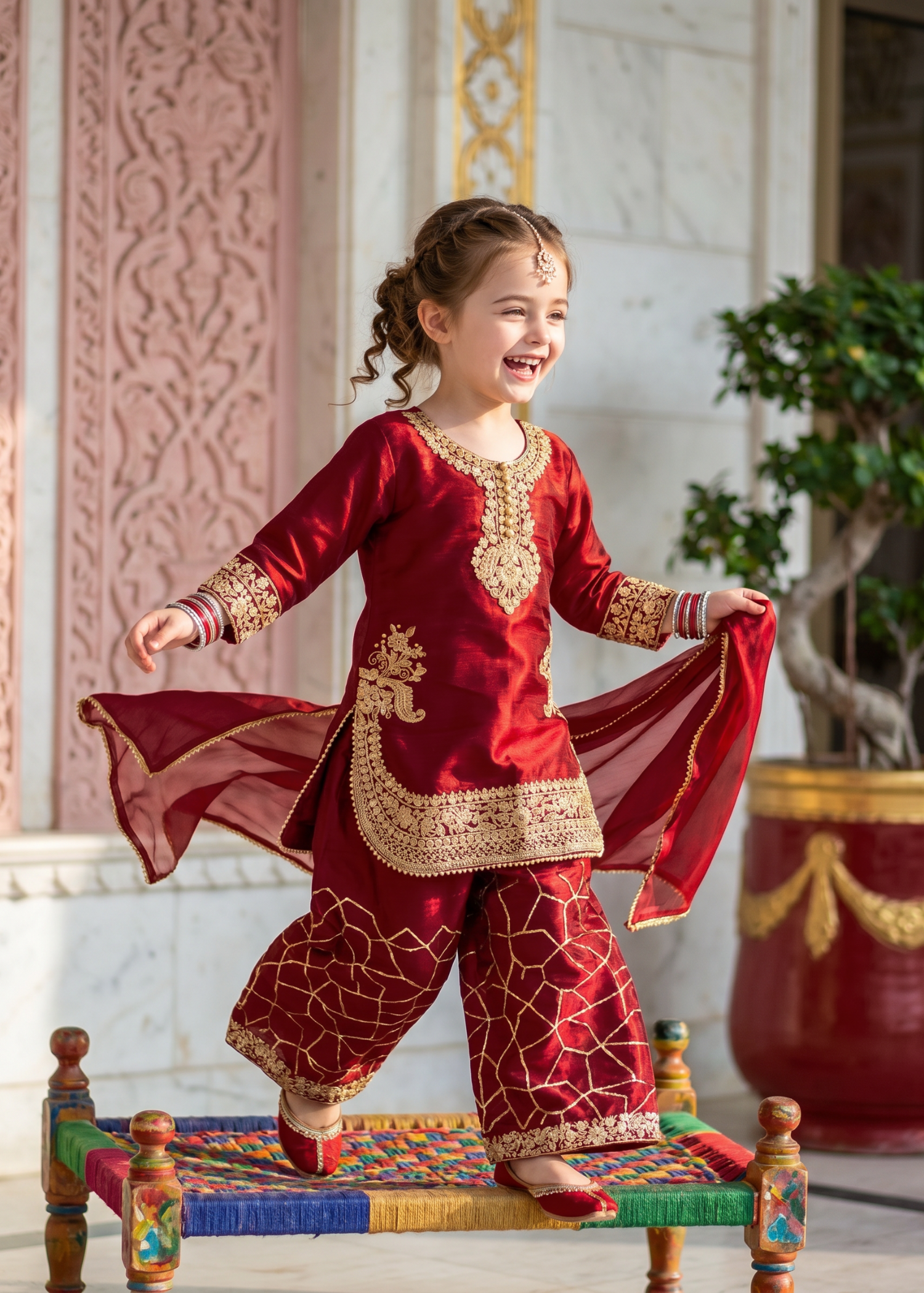 tissue silk Kurta Set in Maroon