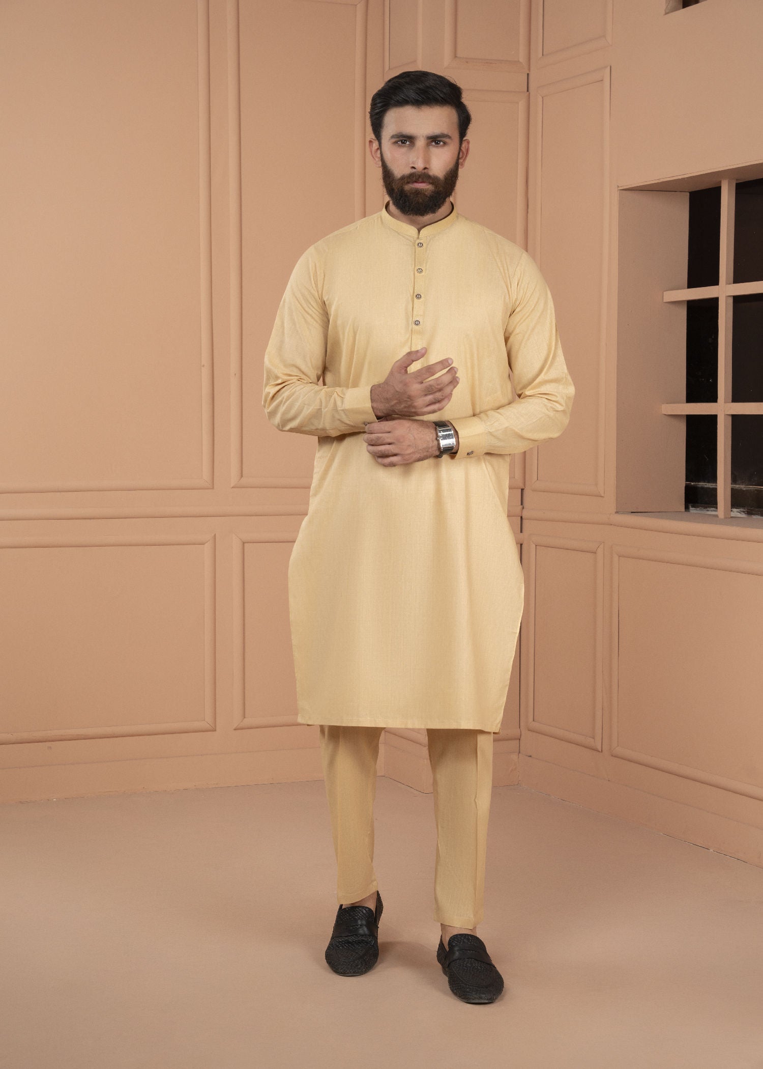 cotton Kurta Set in Gold