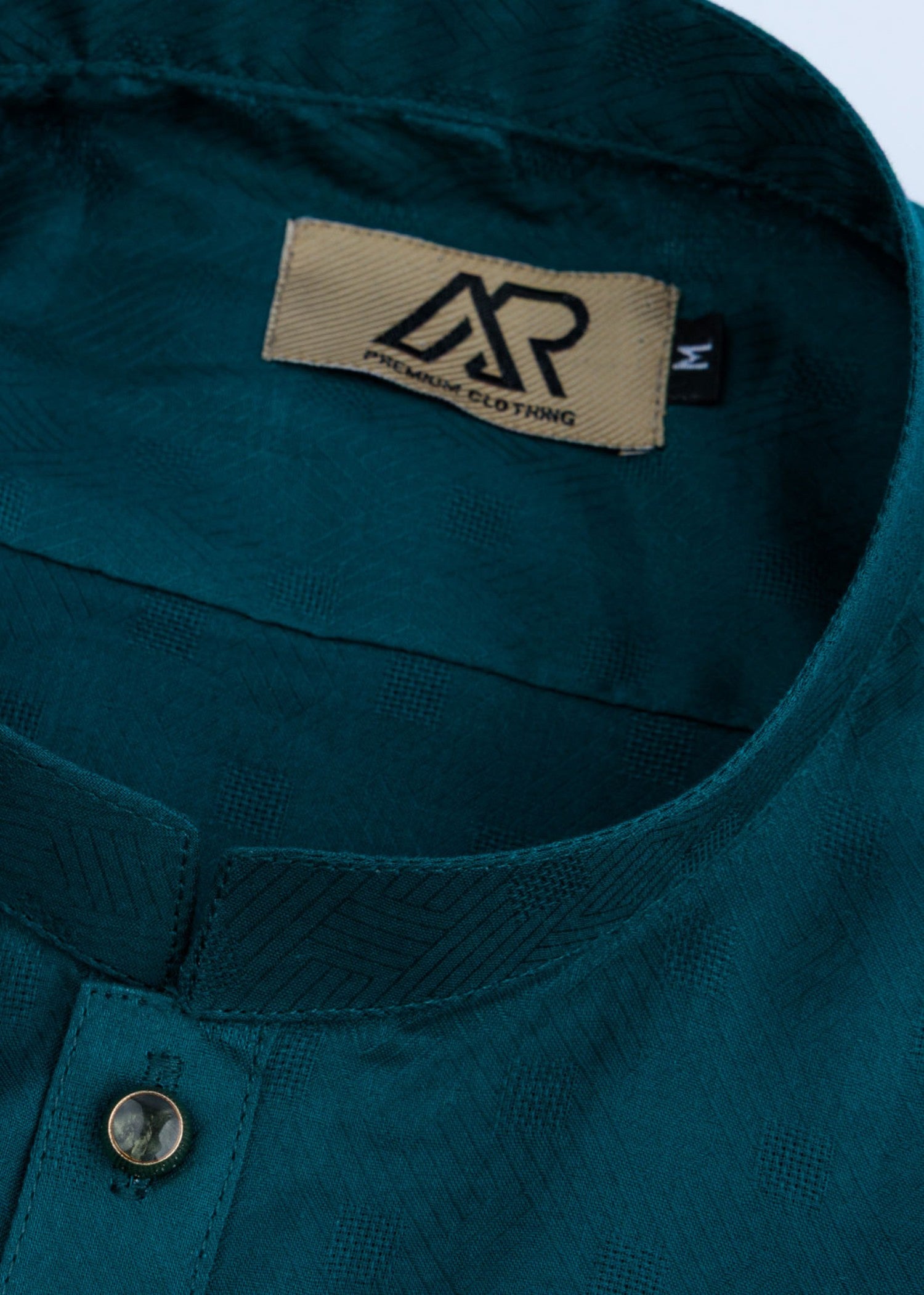 self jacquard Kurta in Teal by Atiq Ur Rehman