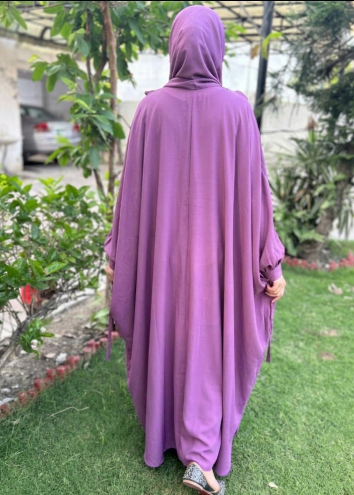 georgette chiffon Abaya in Lilac