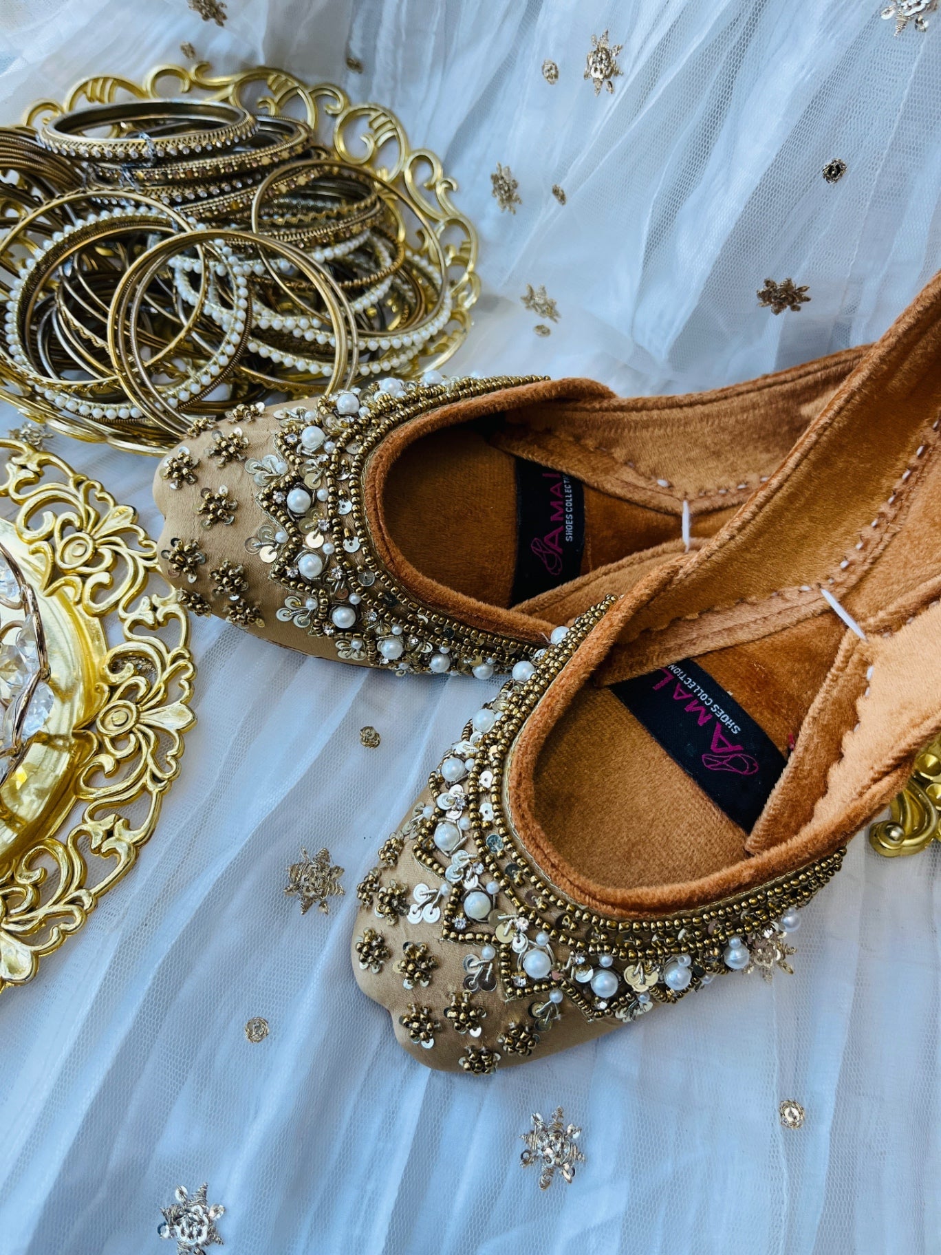 Khussa in Goldenrod by - High Quality Women Khussa JGY2913