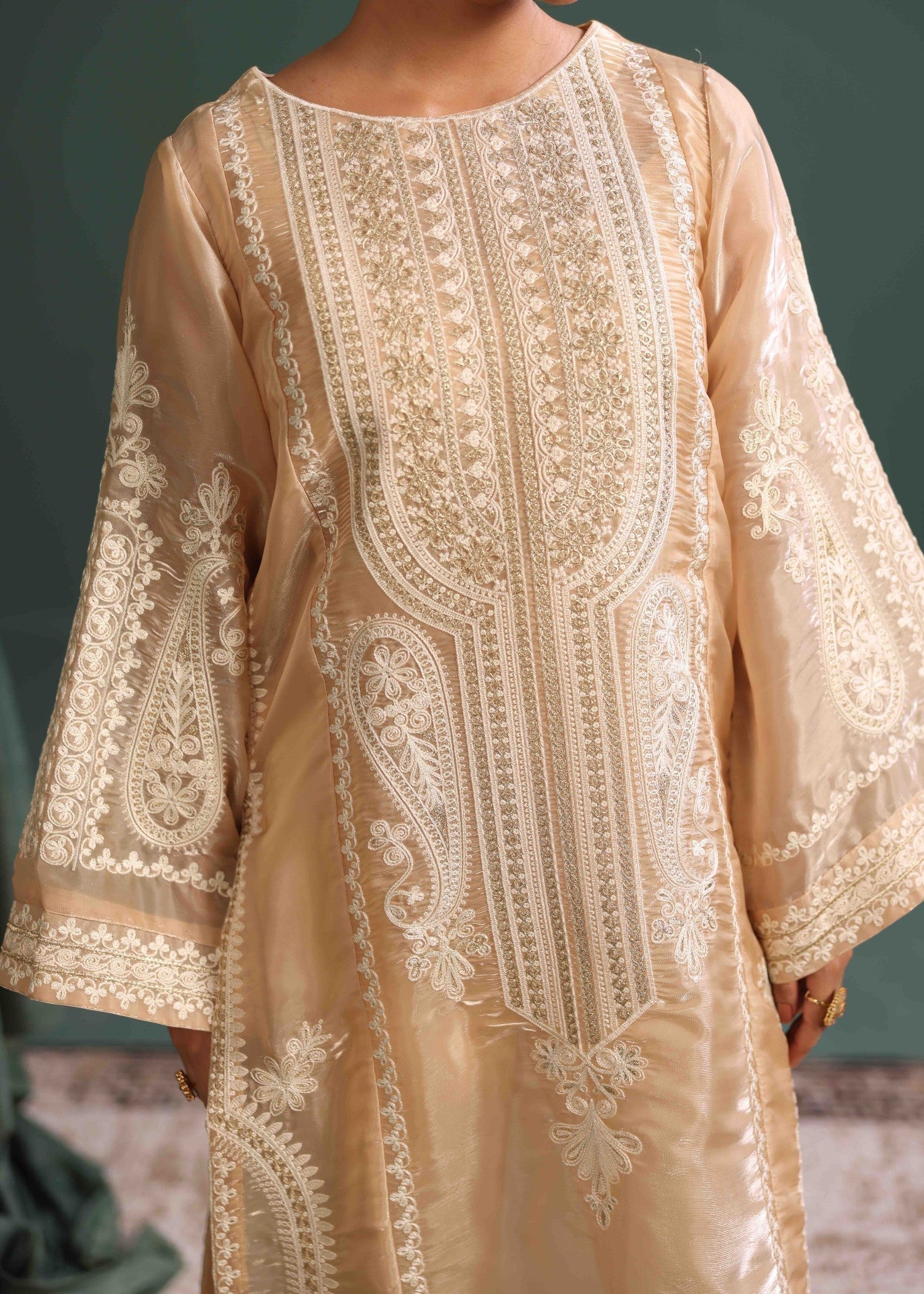 tussar silk Kurta Set in Cream