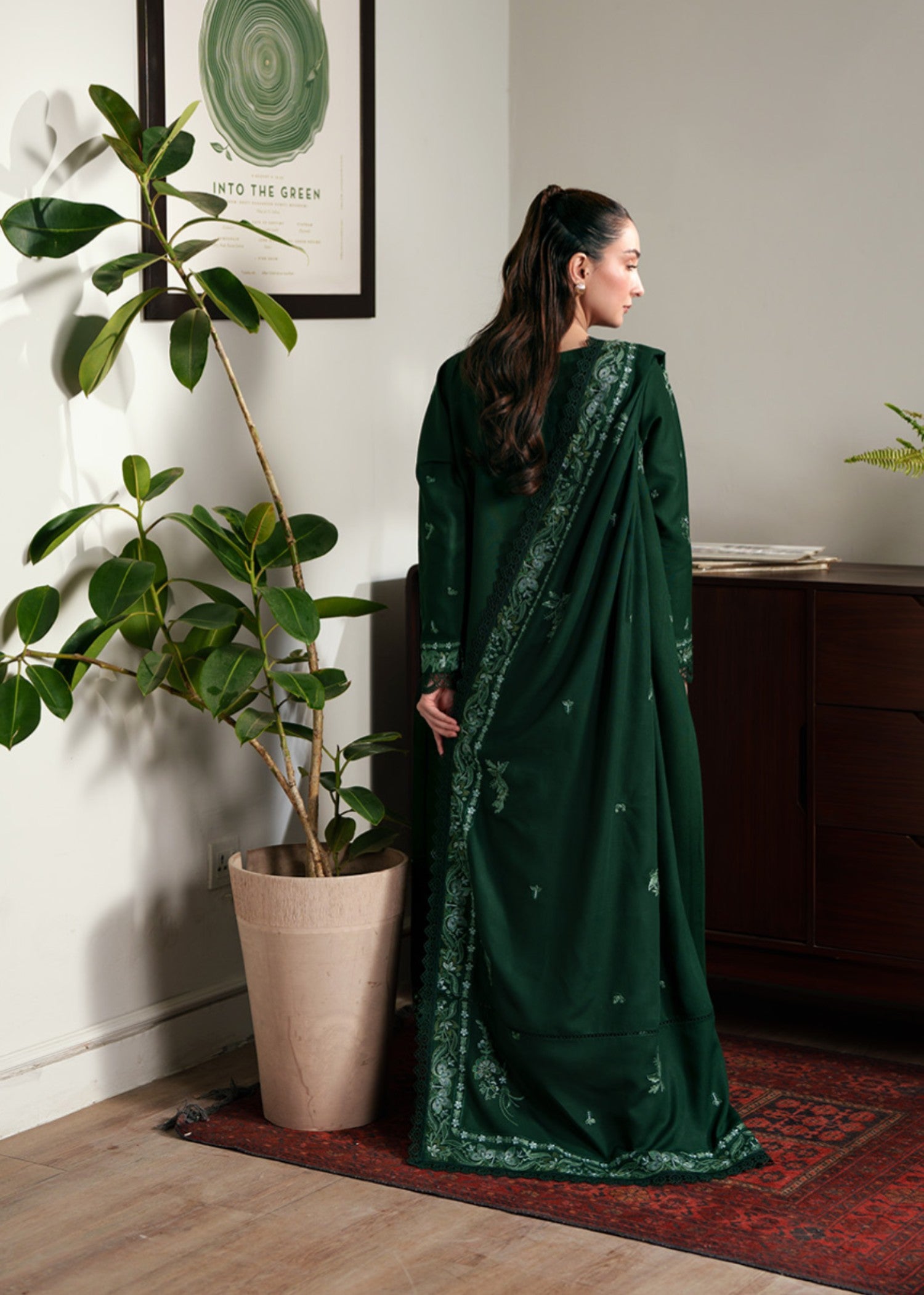 karandi Kurta Set in Dark green