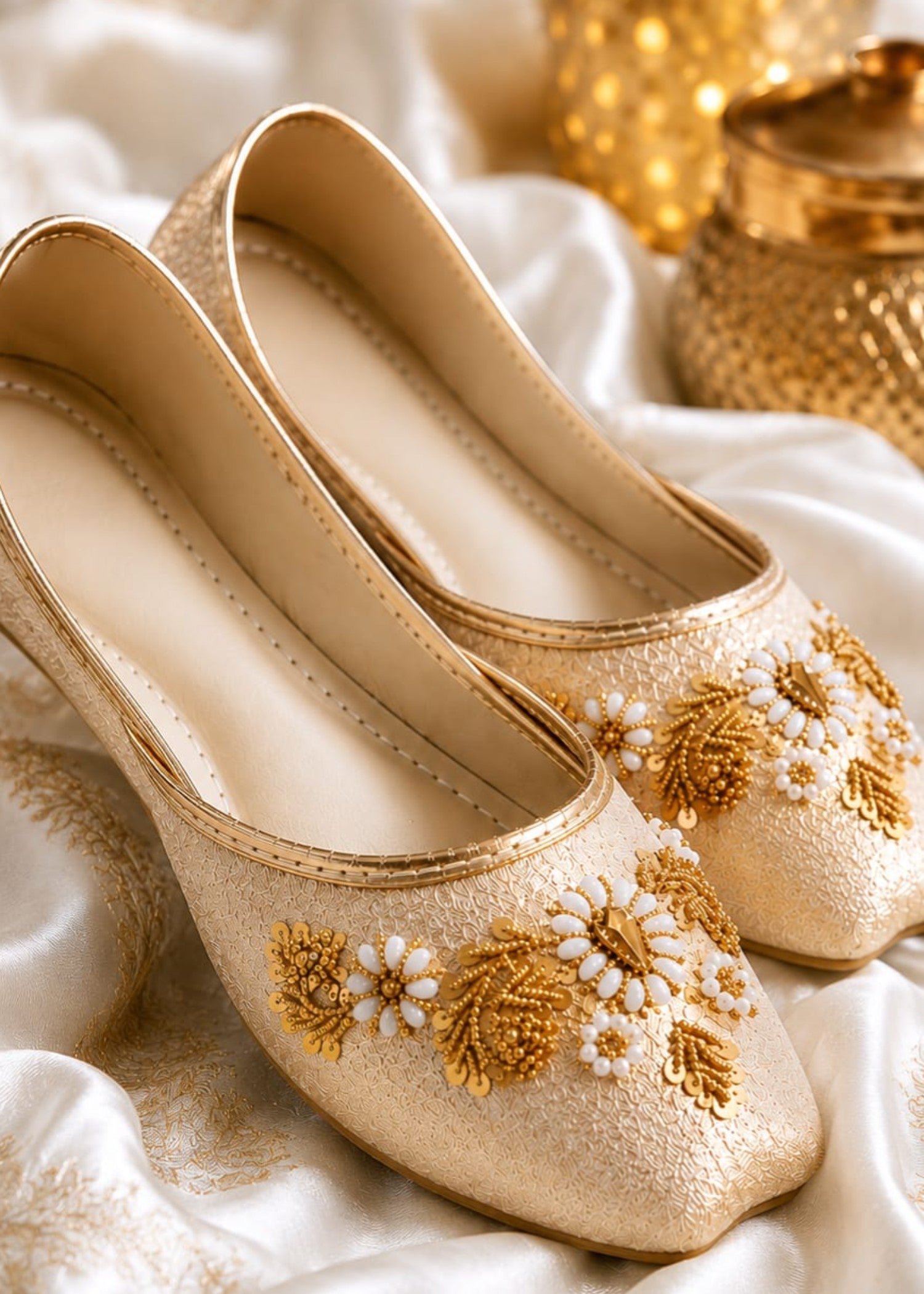 Khussa in Champagne by - High Quality Women Khussa KBK8884