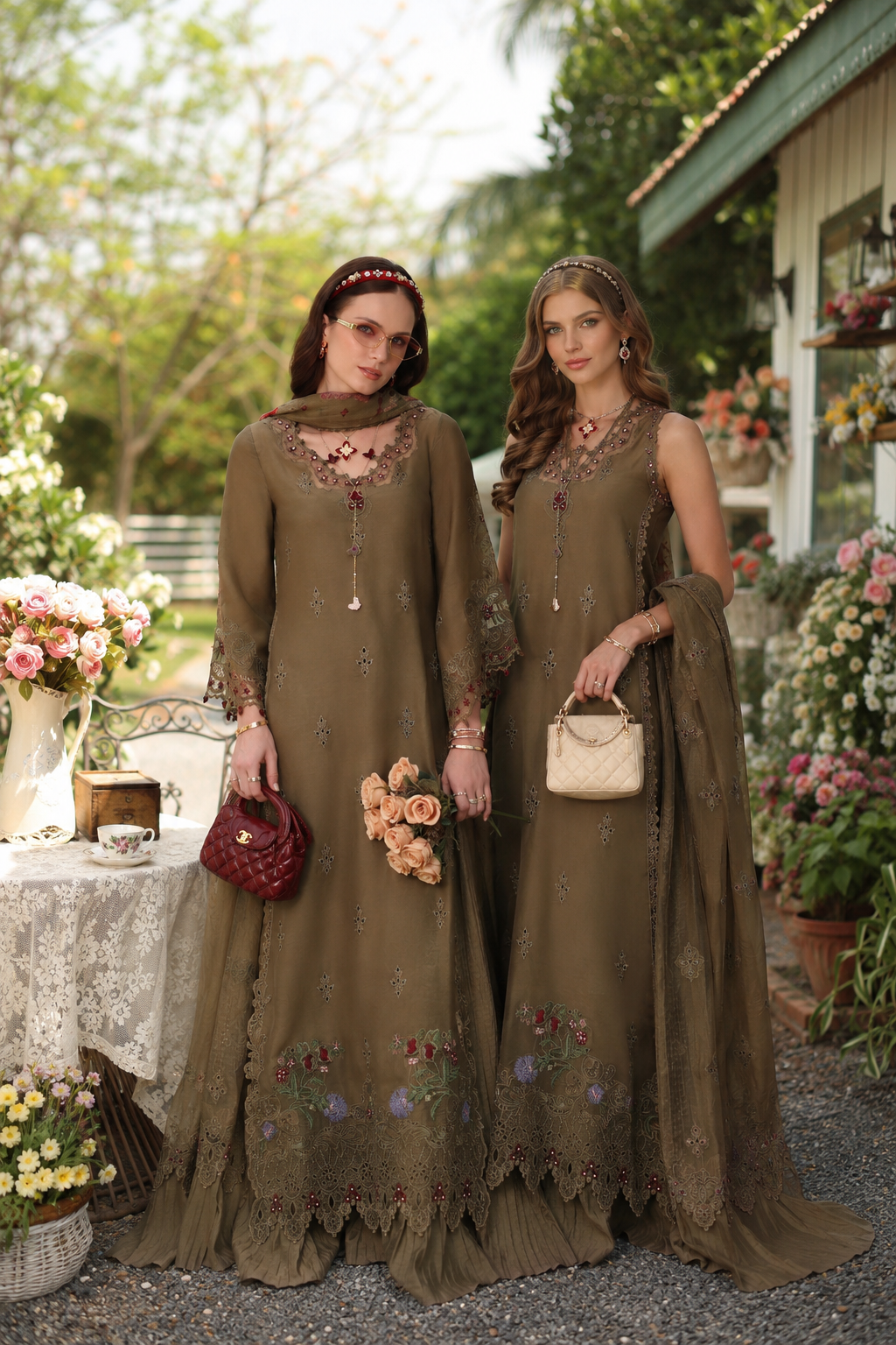 Noor Eid Printskhas Lawn – D8 – Mocha Sienna