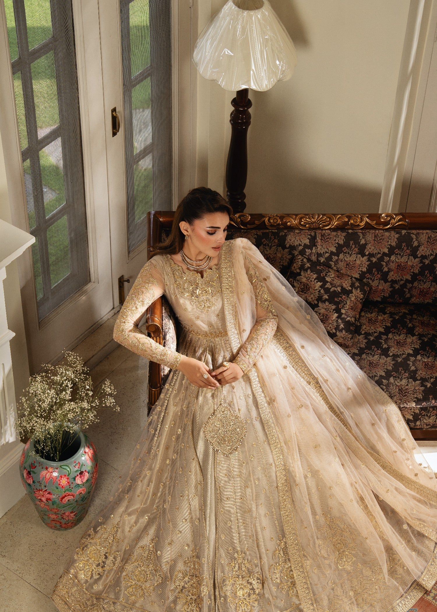 net Pishwas in Beige