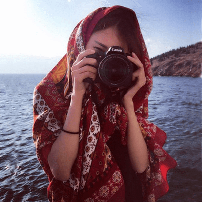 Turkey Desert Vacation Fringed Ethnic Style Cotton and Linen Scarf Ladies Travel