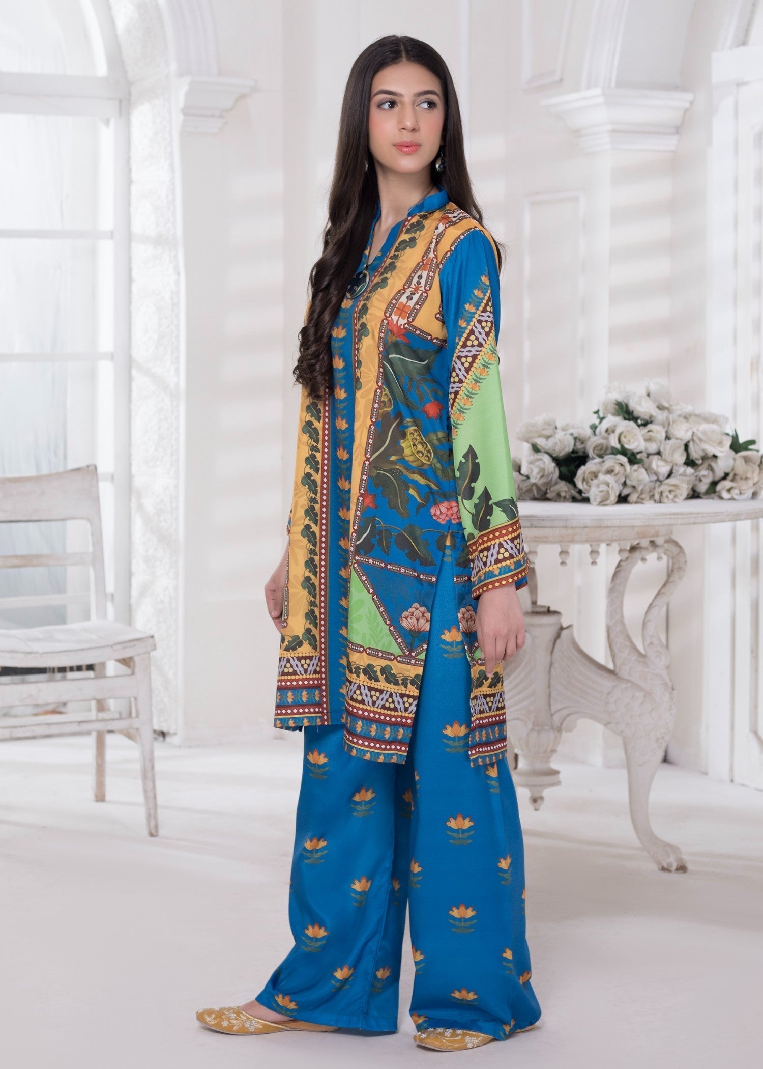 polyester crepe Co Ord Sets in Blue