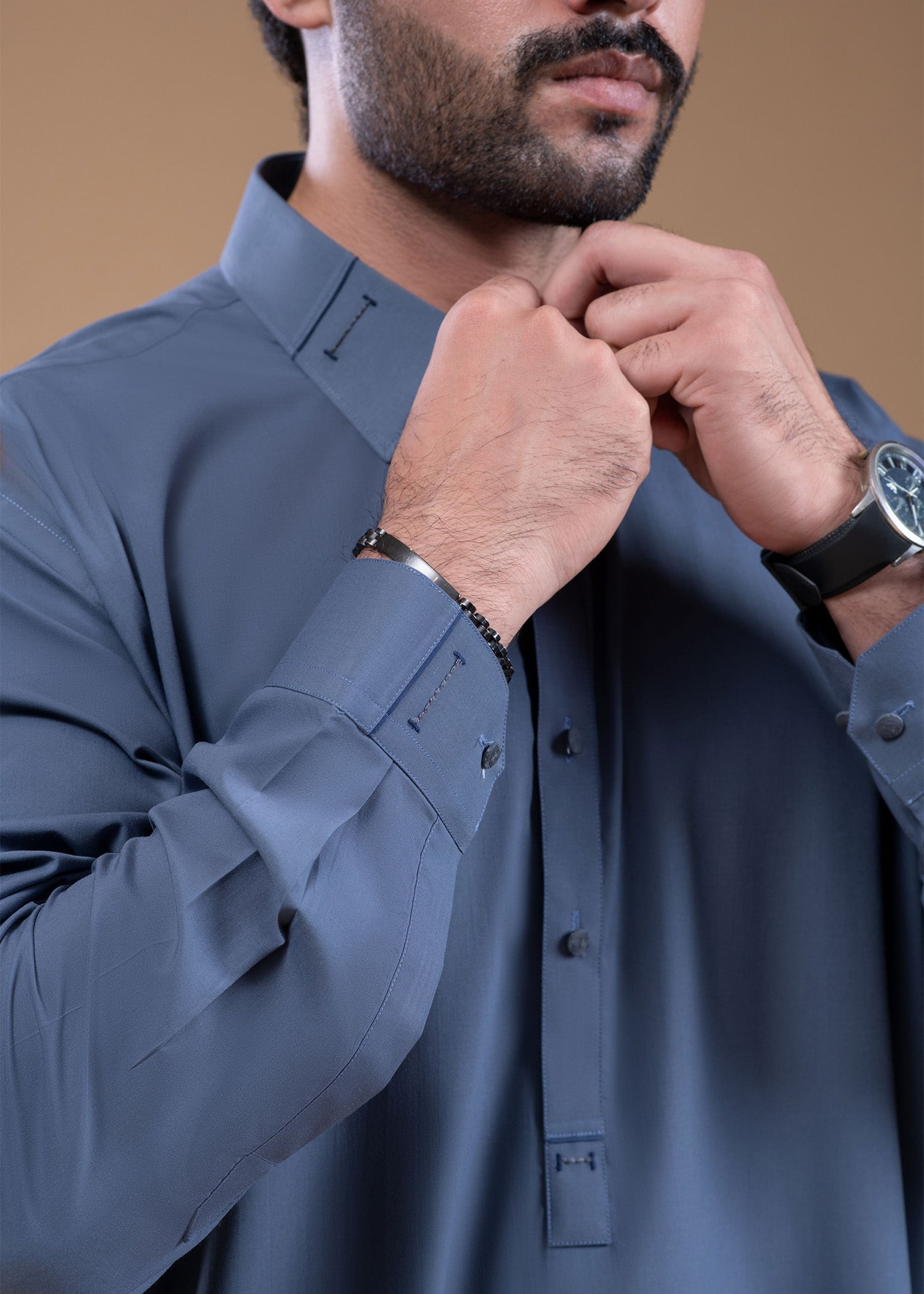 wash & wear Shalwar Kameez in Slate blue