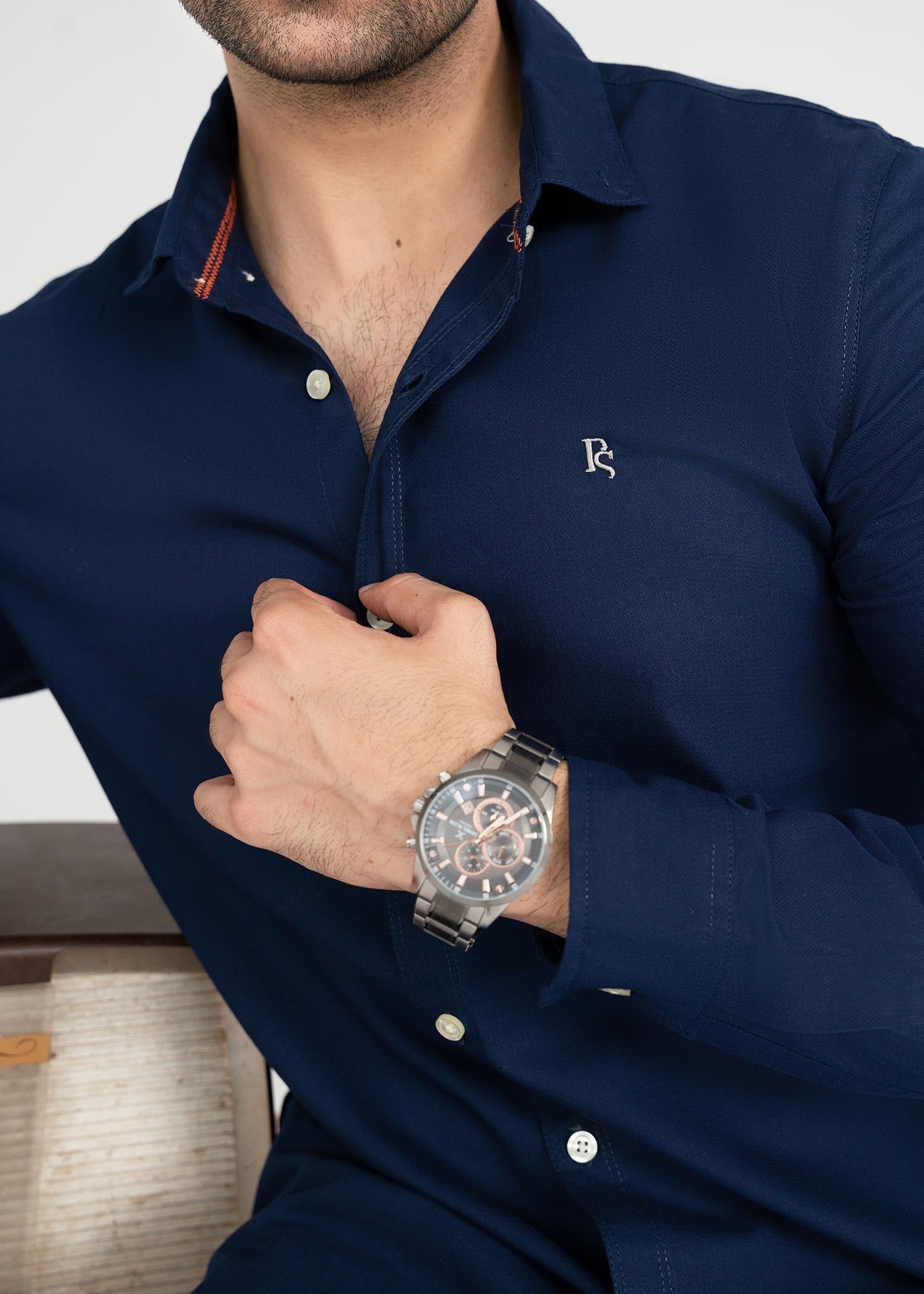 dobby Casual Shirt in Blue