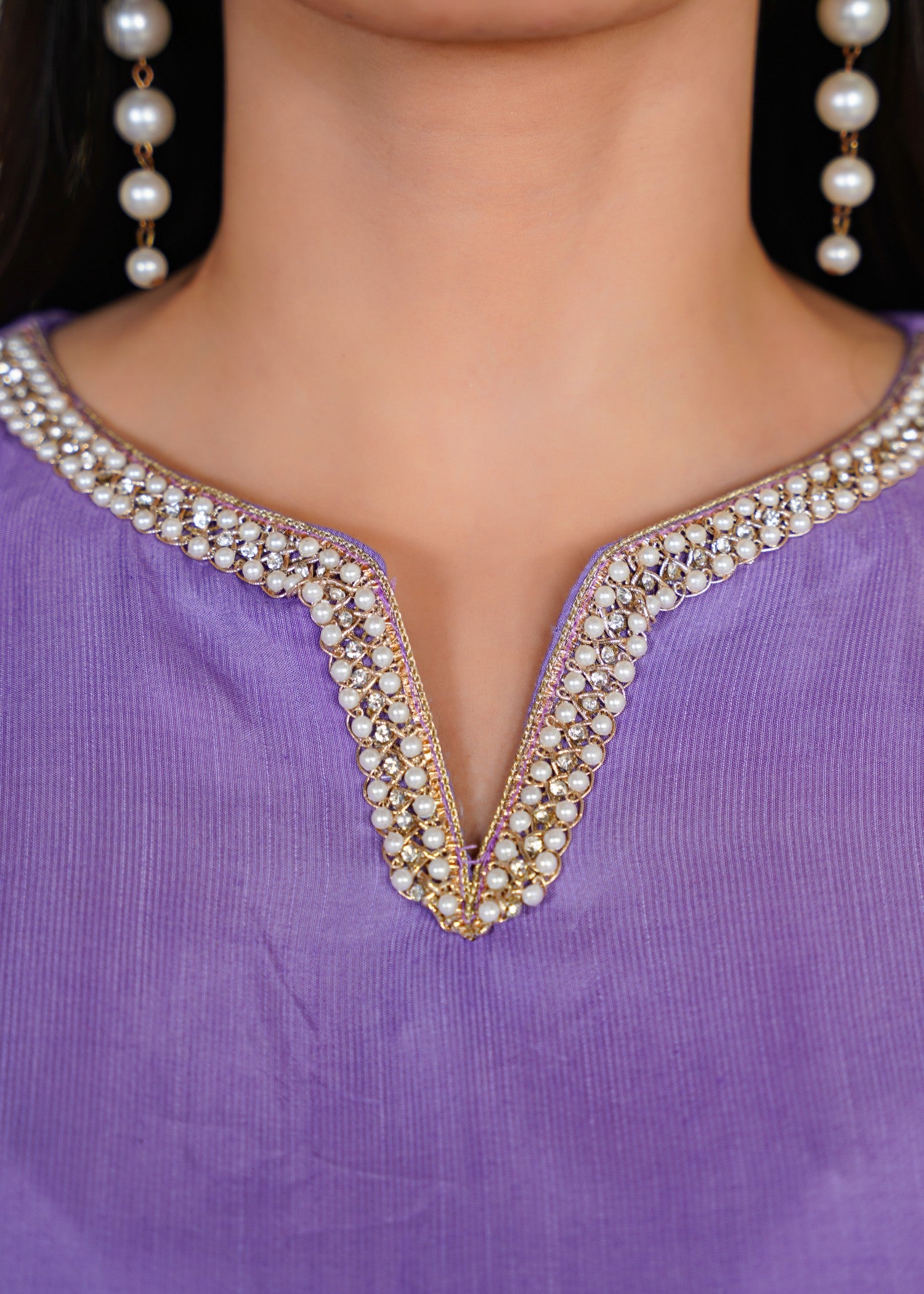 silk Kurta Set in Purple mountain majesty, purple pizzazz