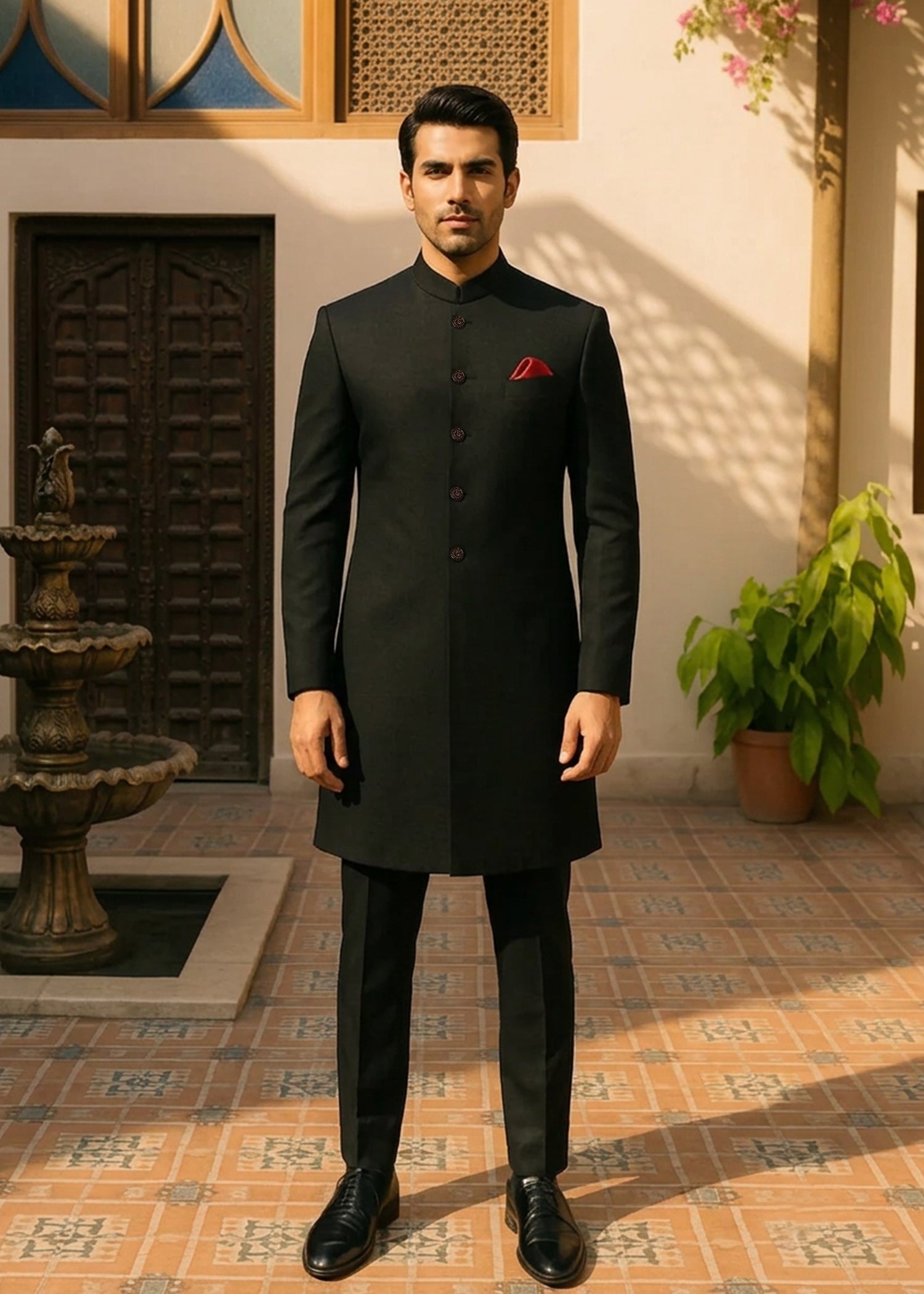 suiting Sherwani in Black