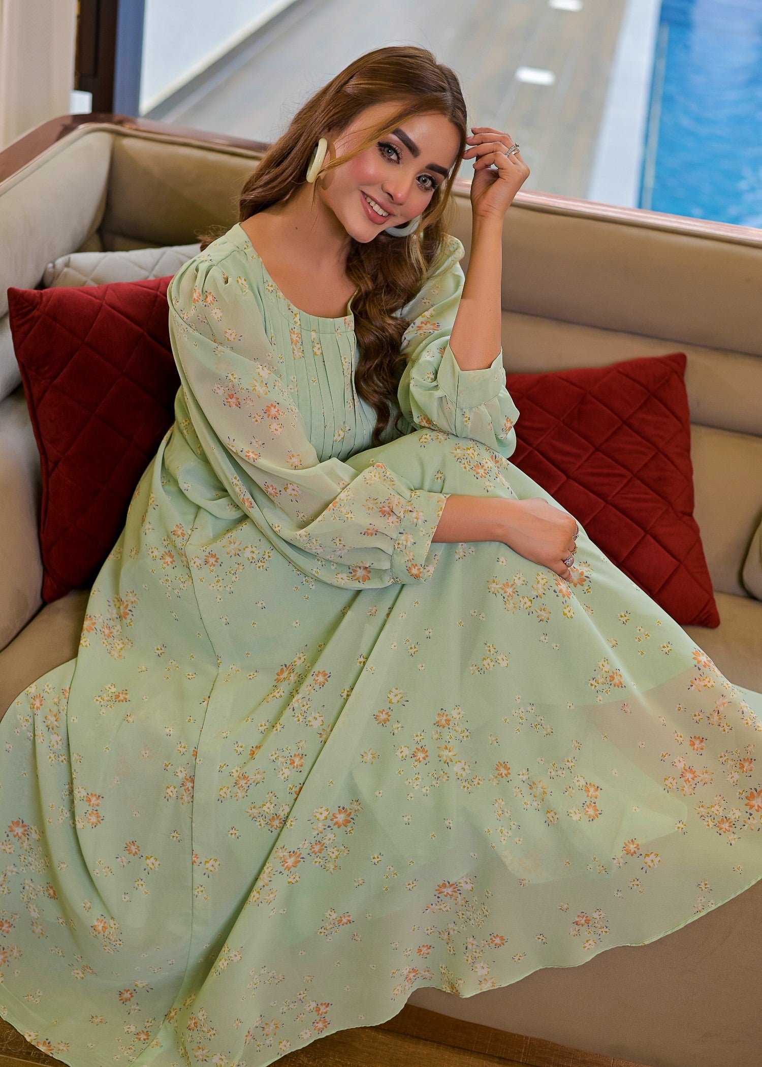chiffon Maxi in Mint green