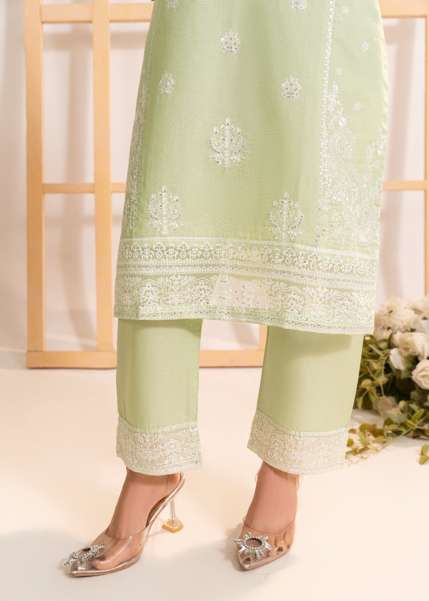 cotton Kurta Set in Mint green