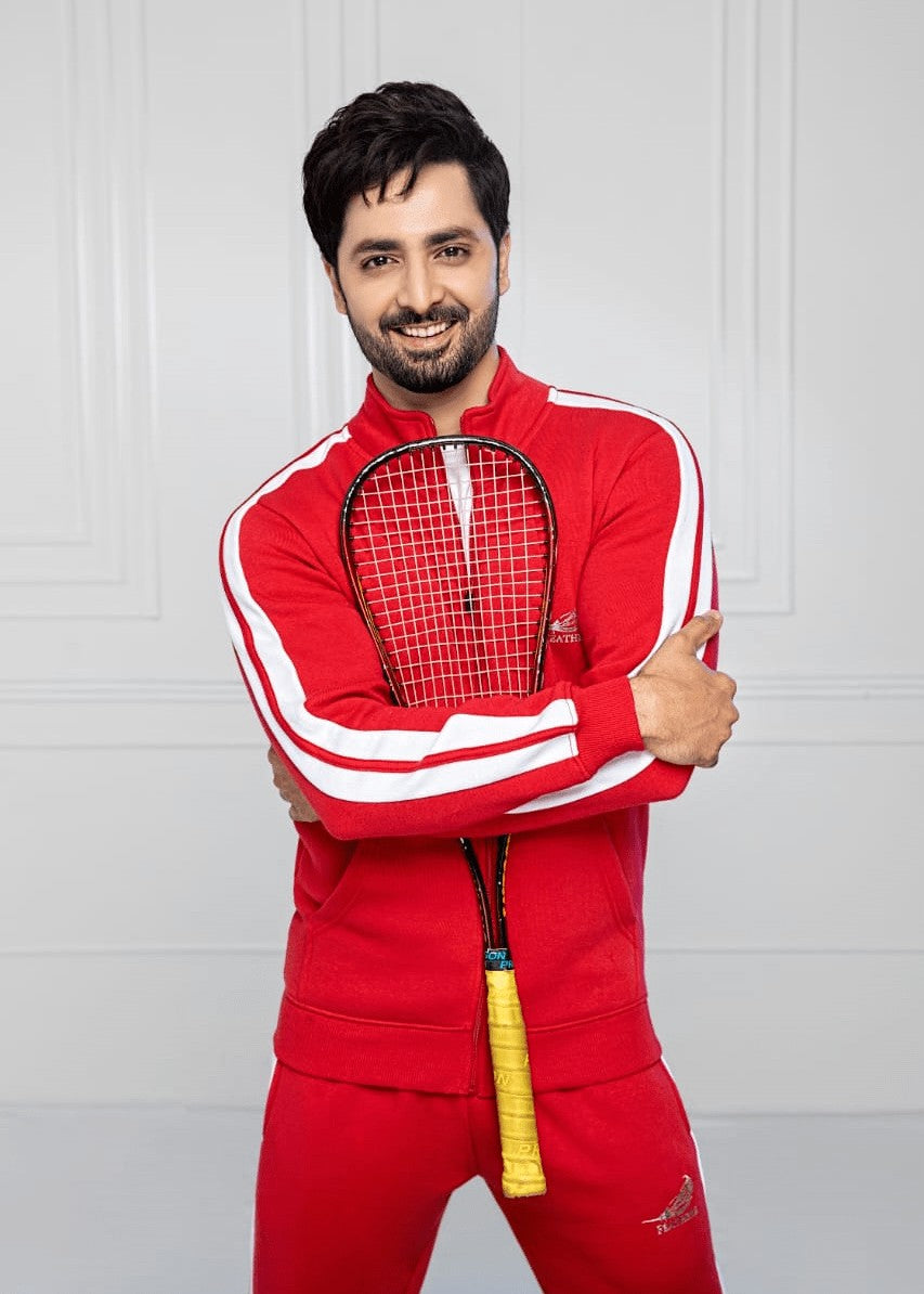 single jersey knit Tracksuit in Red