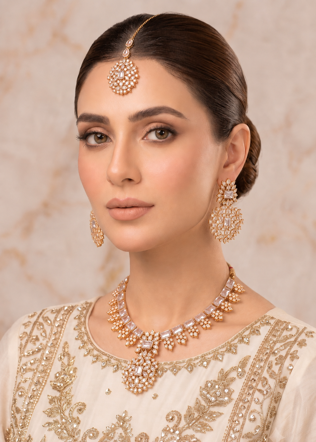 Jewelry Set in White, gold Color by - Trendy Women Jewelry Set PSP8360