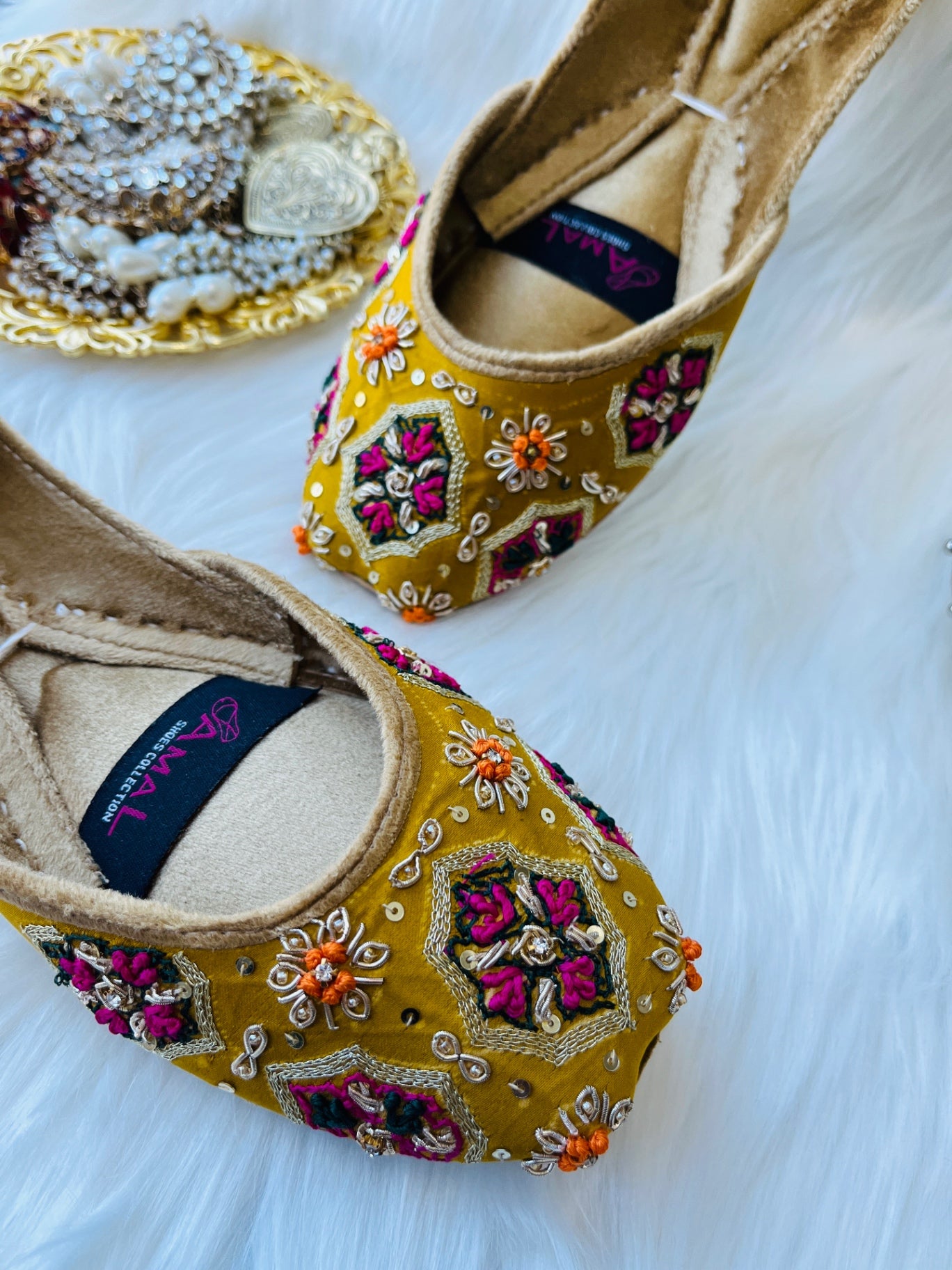 Khussa in Mustard by - High Quality Women Khussa EII2273