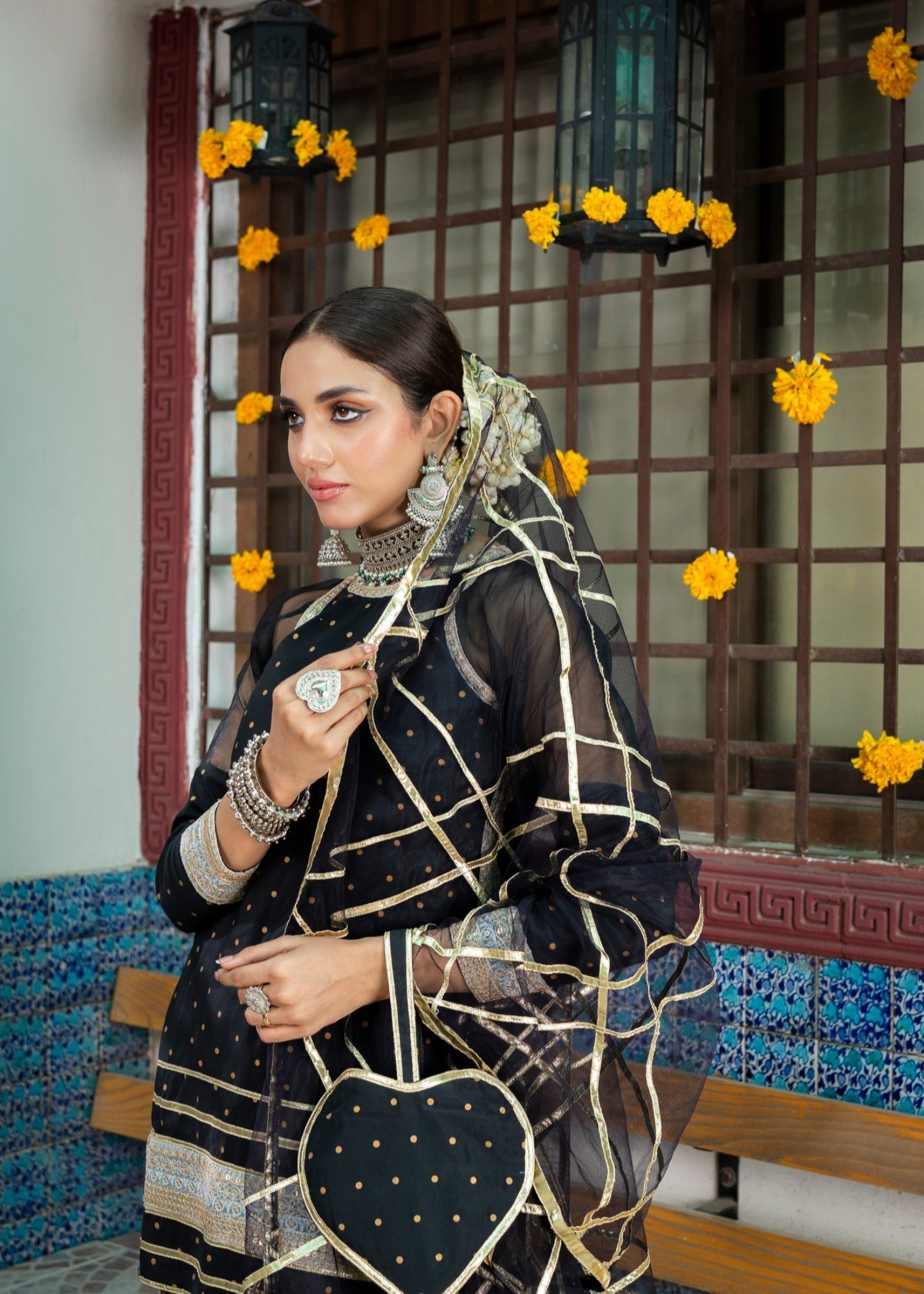 cotton silk banarasi Gharara in Black