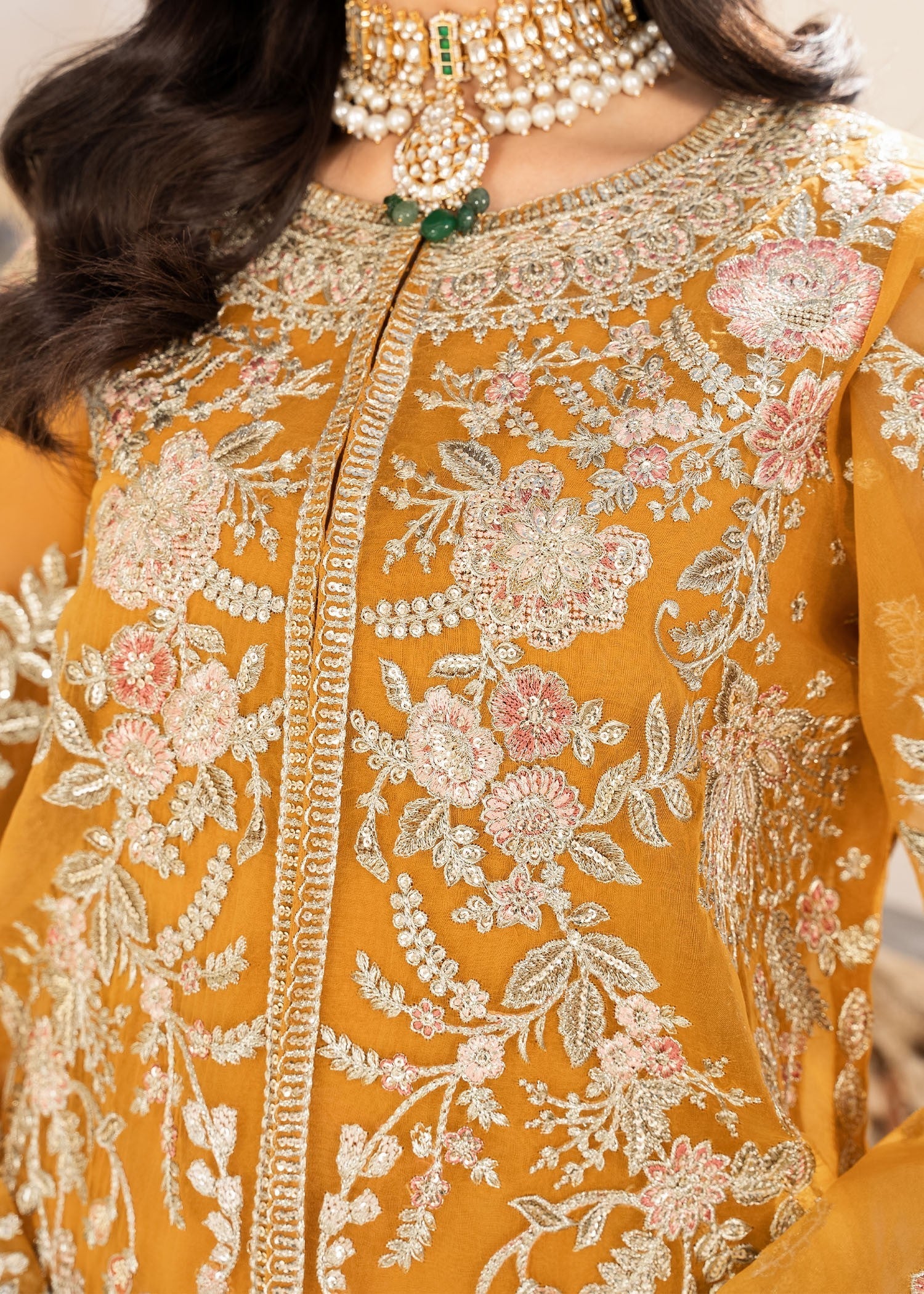 organza Sharara in Mustard