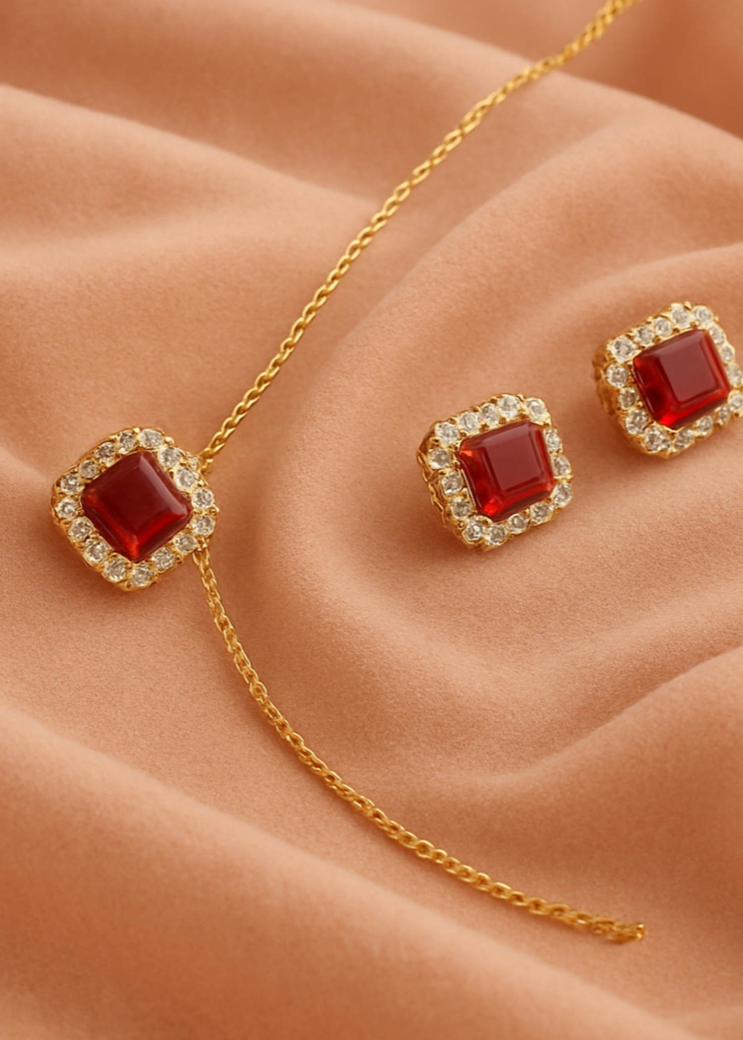 Jewelry Set in Red, champagne Color by - Trendy Women Jewelry Set ZER6391