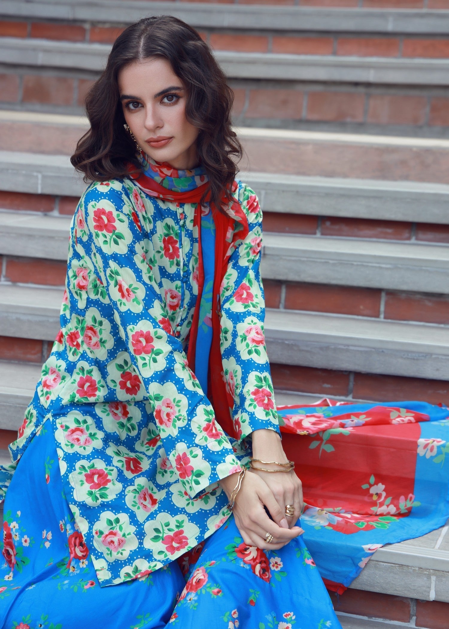 lawn Sharara in Blue