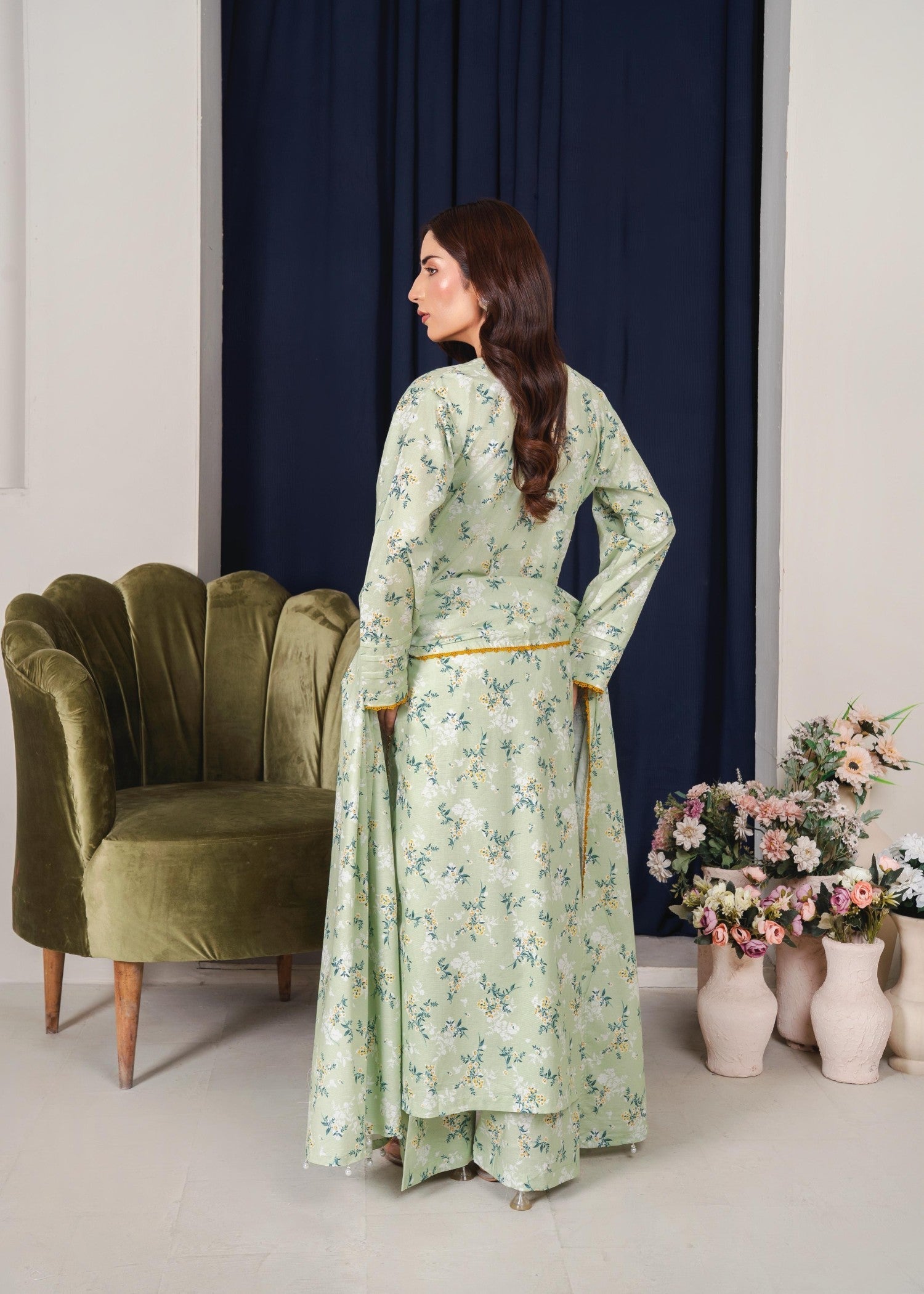 corduroy Kurta Set in Mint green