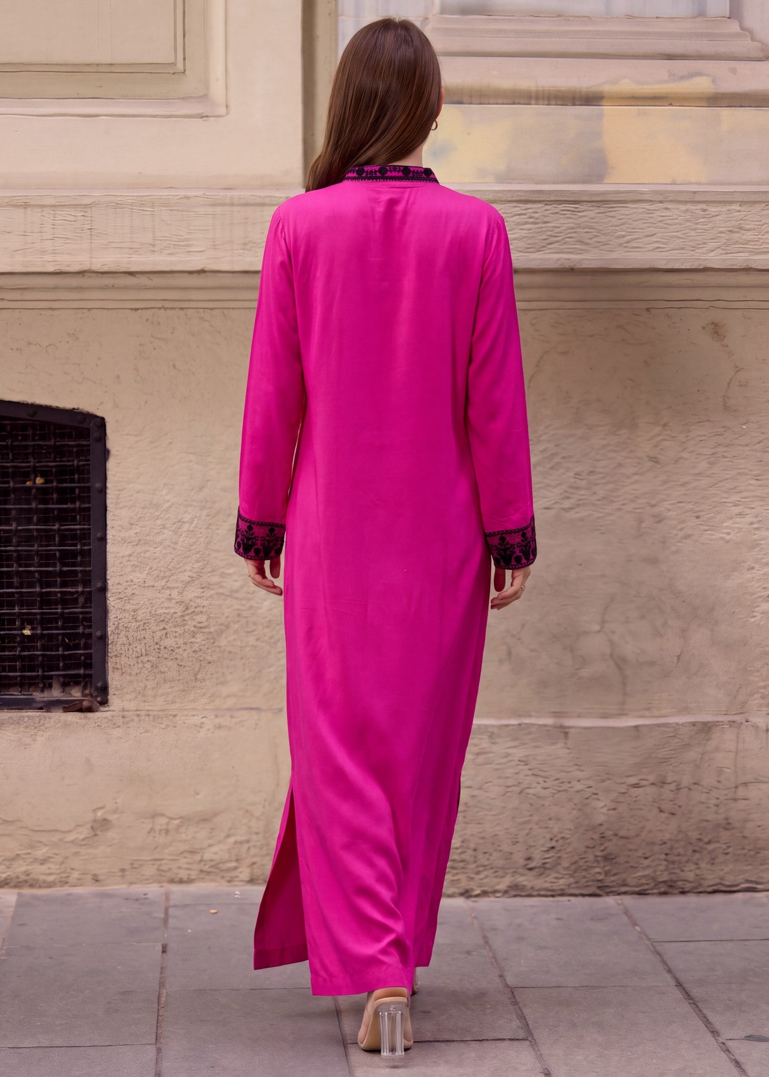 linen Kaftan in Hot pink