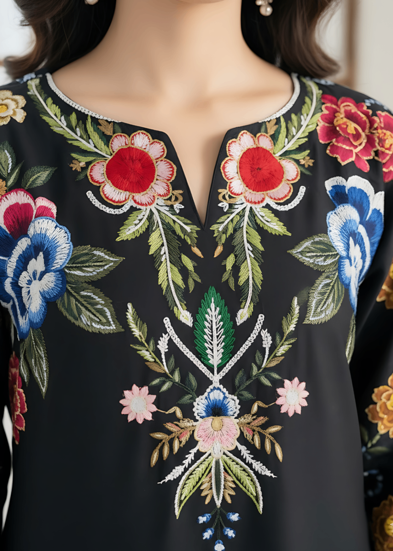 silk Kurti in Jet black