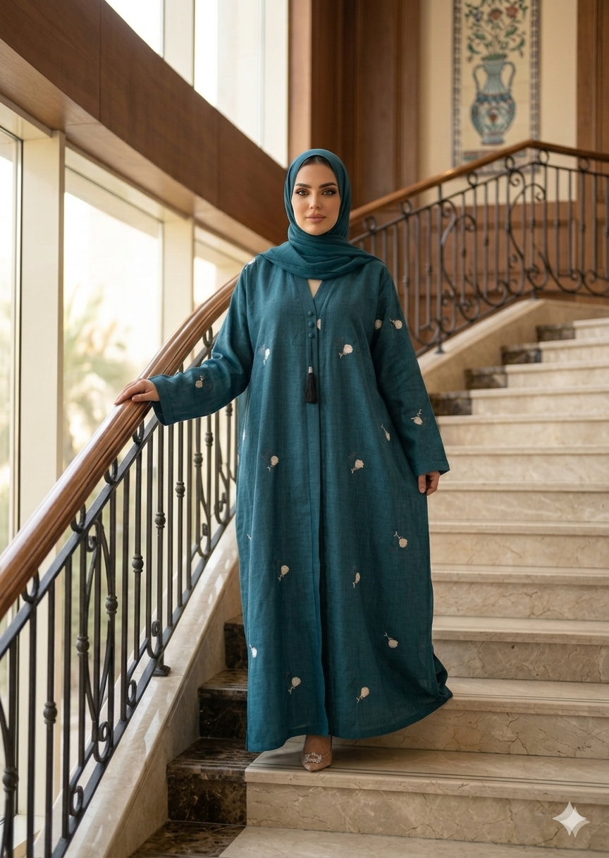 nidha blend Abaya in Steel blue