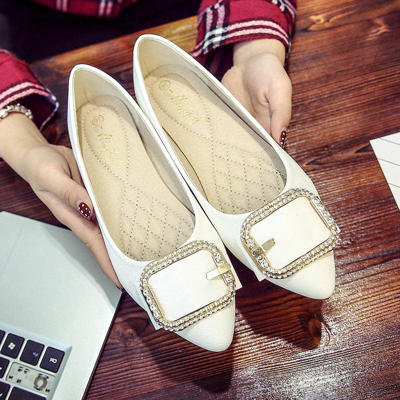 Pointed Toe Single Shoes Flat Korean Version of All-match Peas Shoes