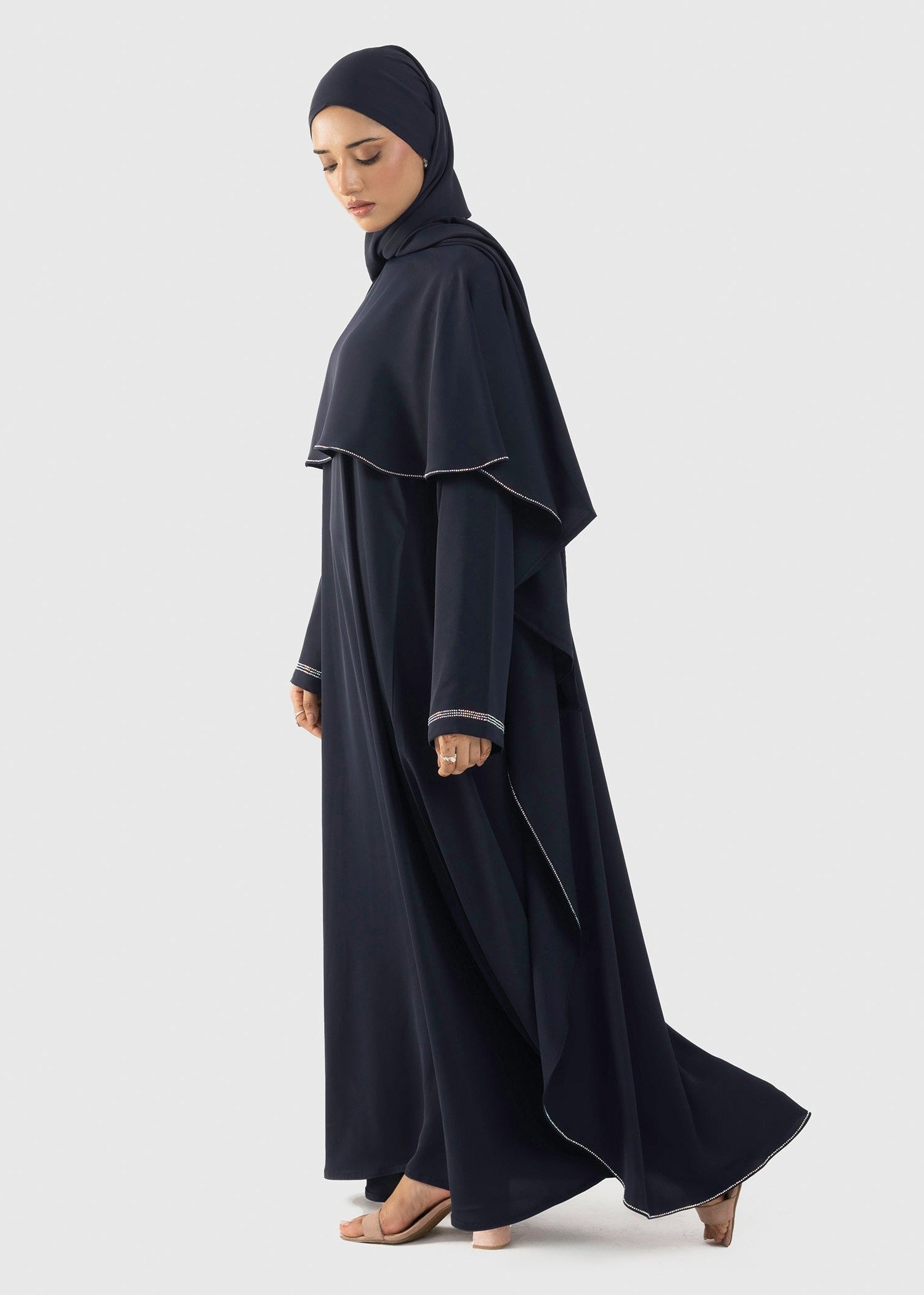 spandex Abaya in Aegean blue