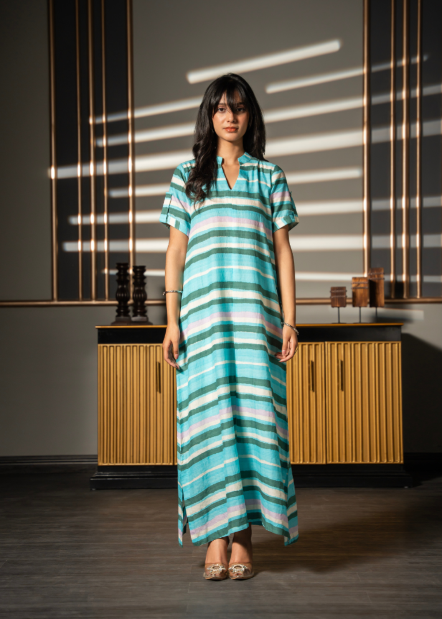 lawn Kaftan in Light blue