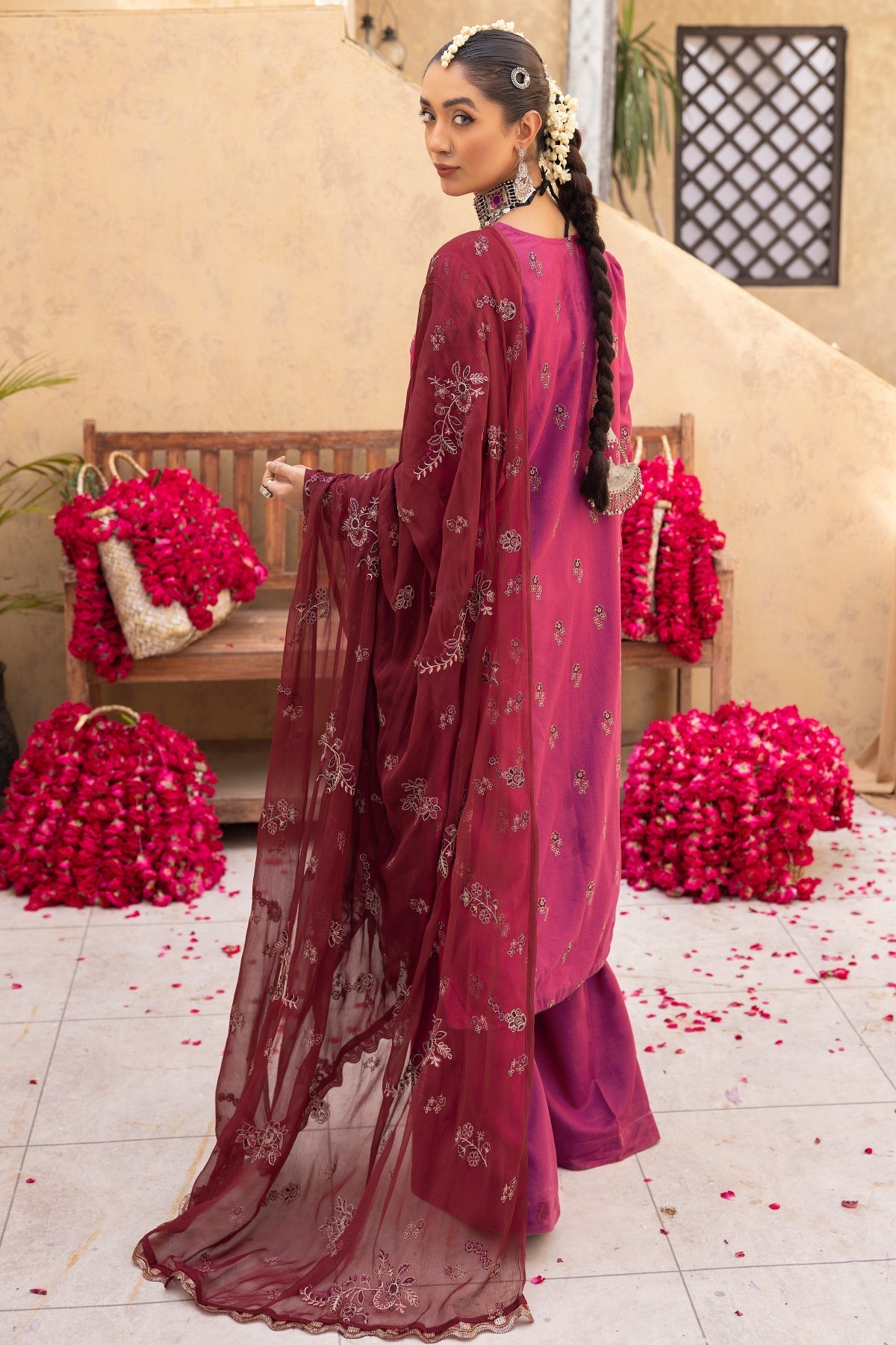karandi Unstitched in Magenta