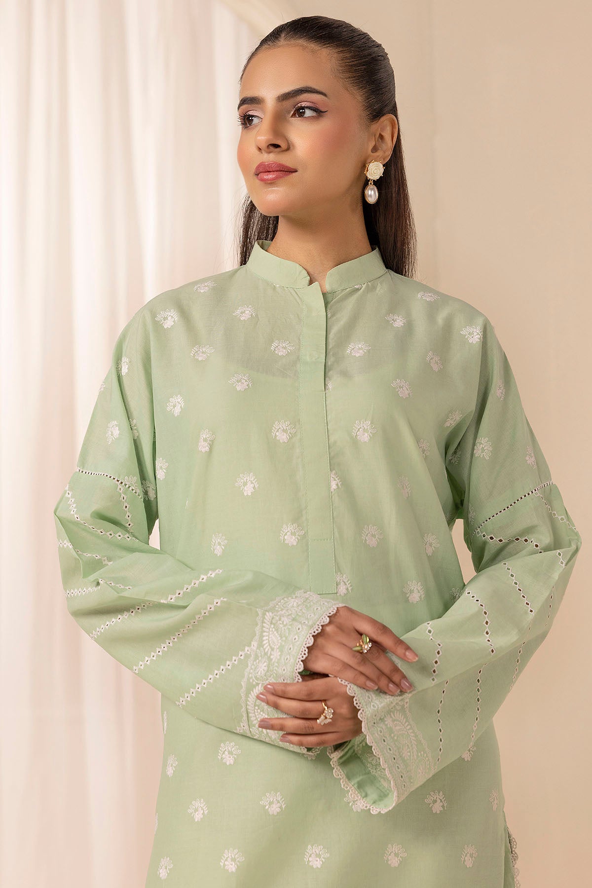 cambric Kurti in Mint green