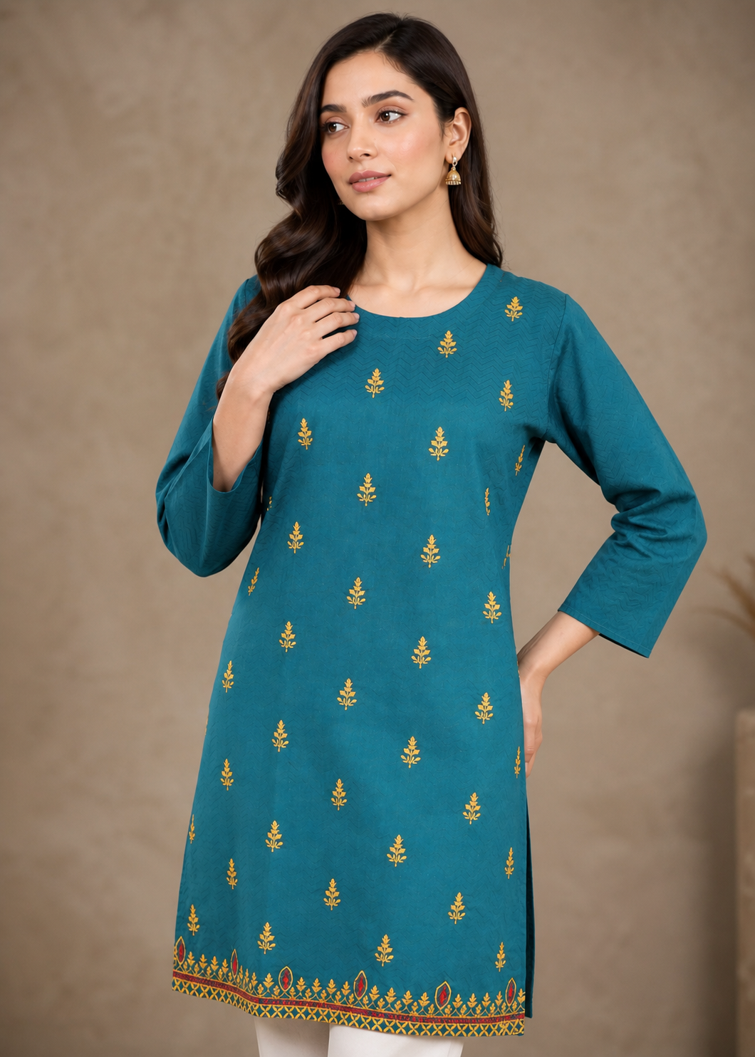 cotton Kurti in Bondi blue