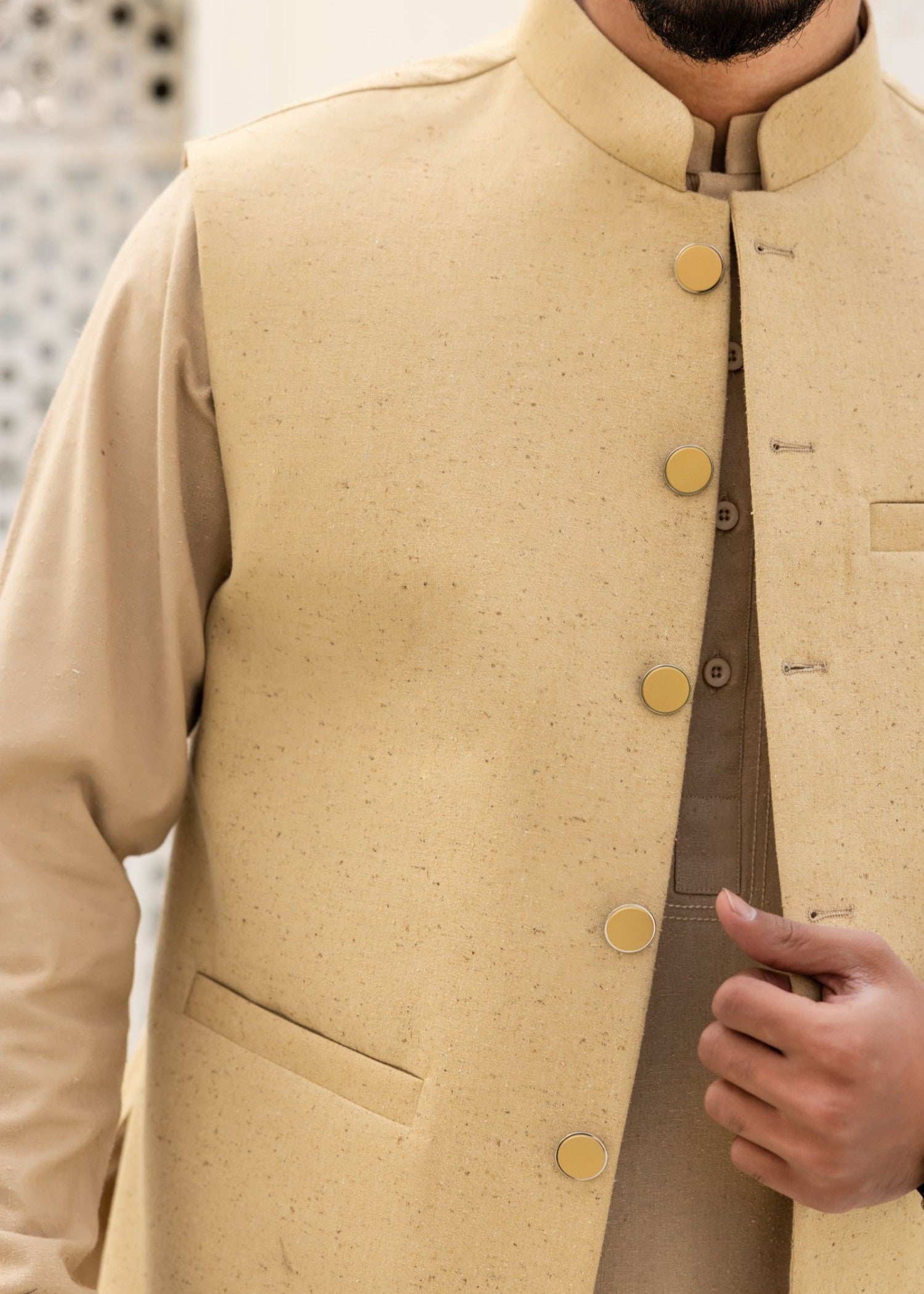 karandi Waistcoat in Wheat