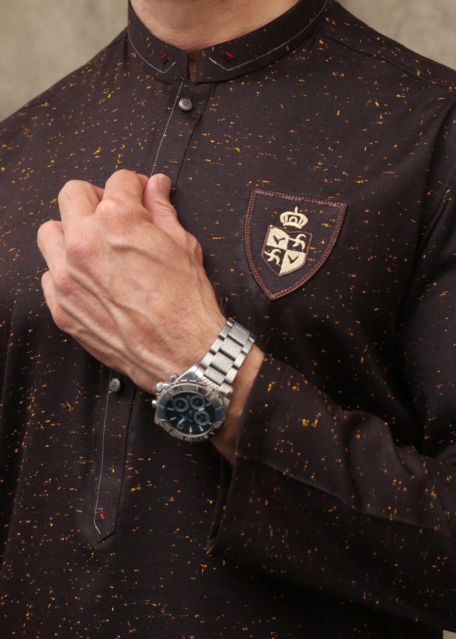 cotton Kurta in Brown by Maqsood Garments