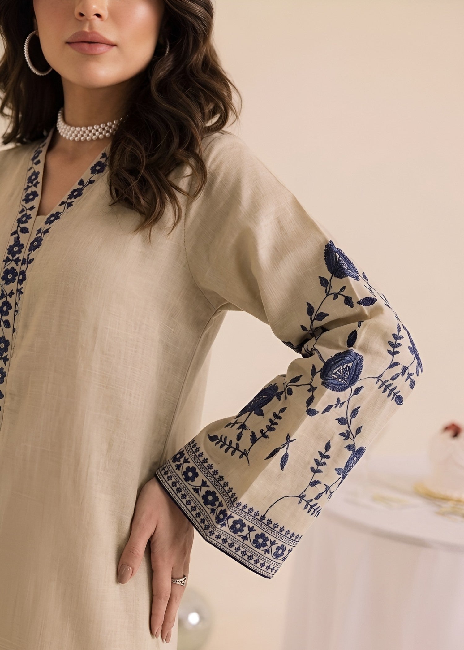 linen Kurta Set in Antique white