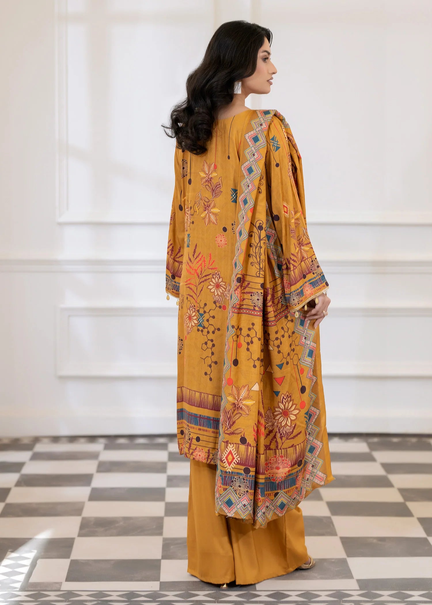 wool Kurta Set in Mustard