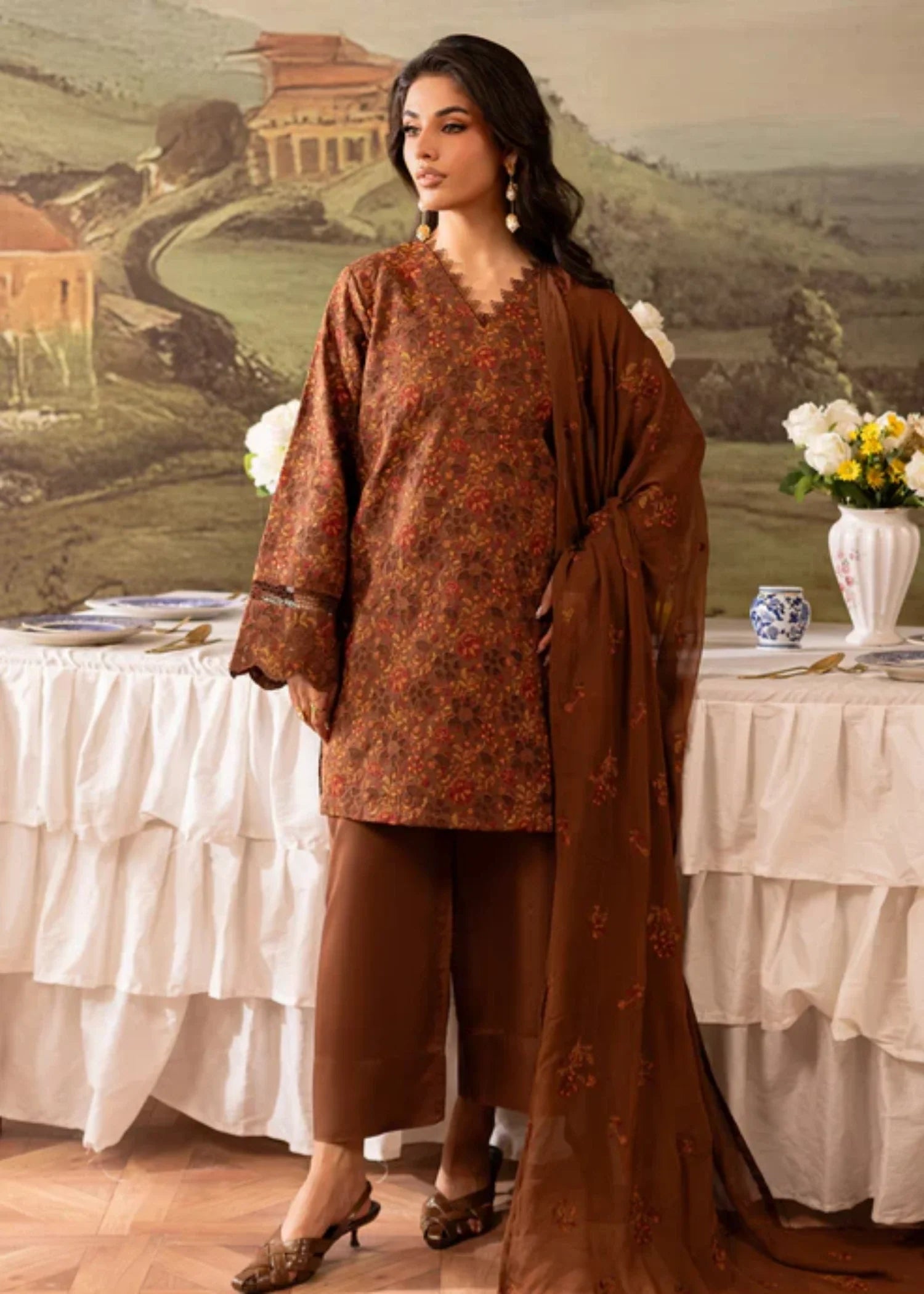 viscose Unstitched in Brown