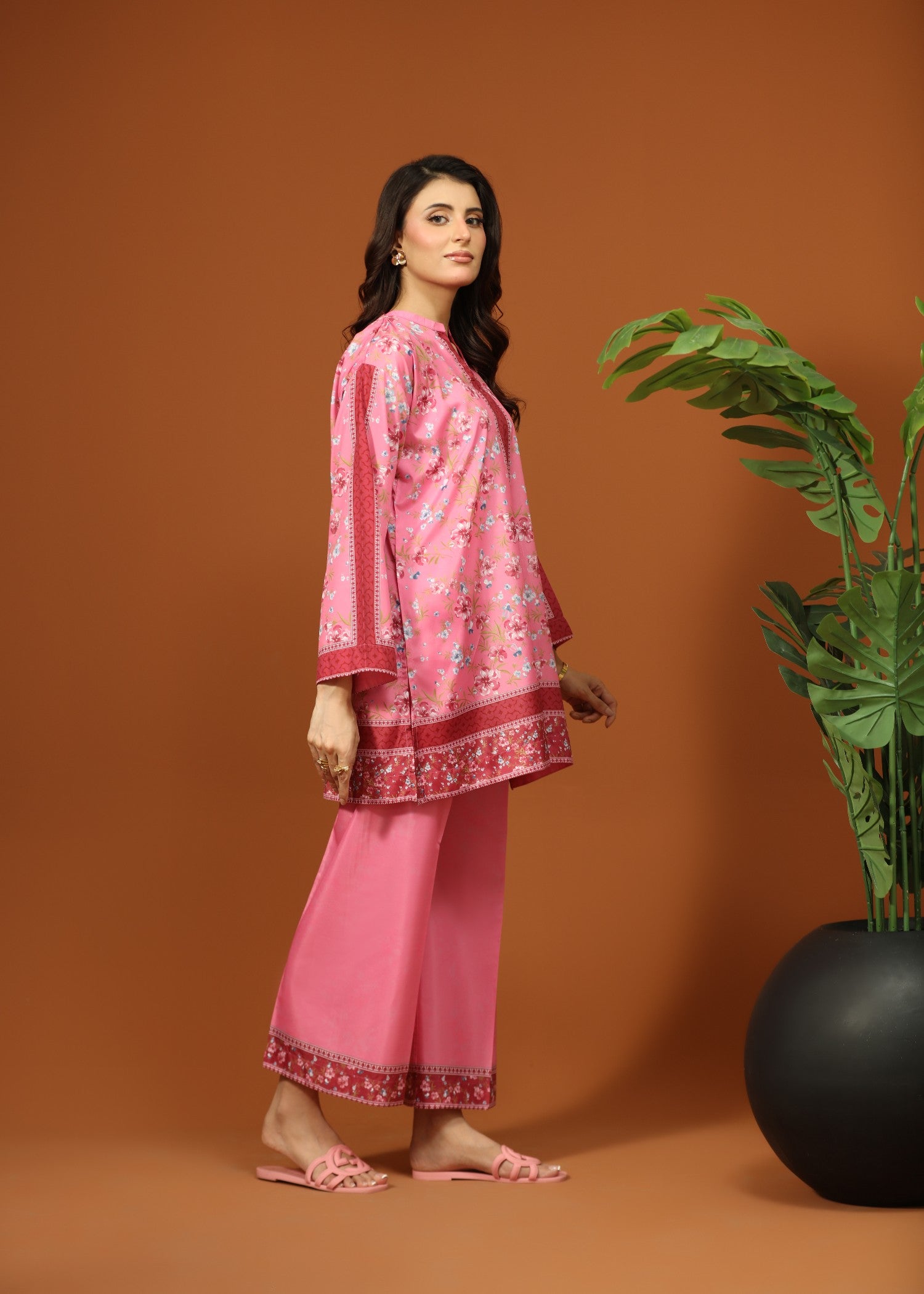 crepe silk Co Ord Sets in Bubblegum pink