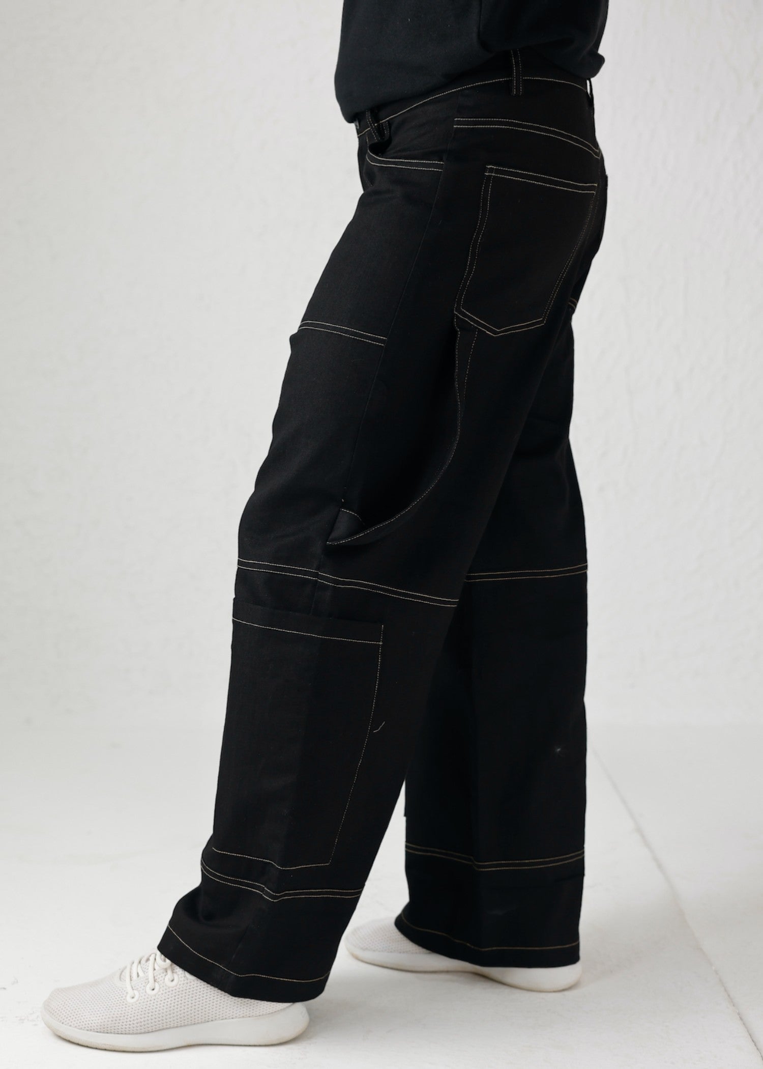 twill cotton Trousers in Black by Decuir