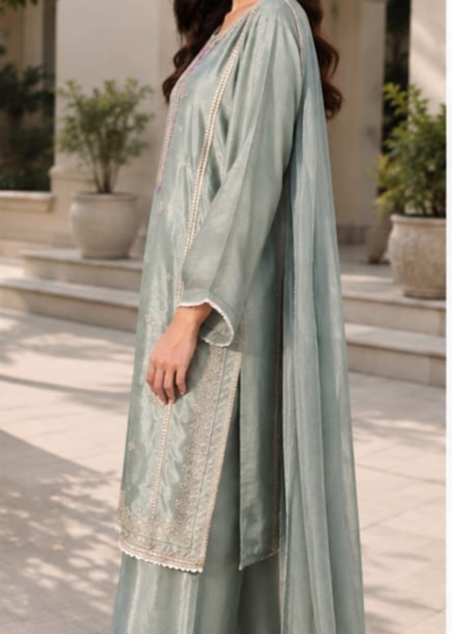 kattan silk Kurta Set in Grey