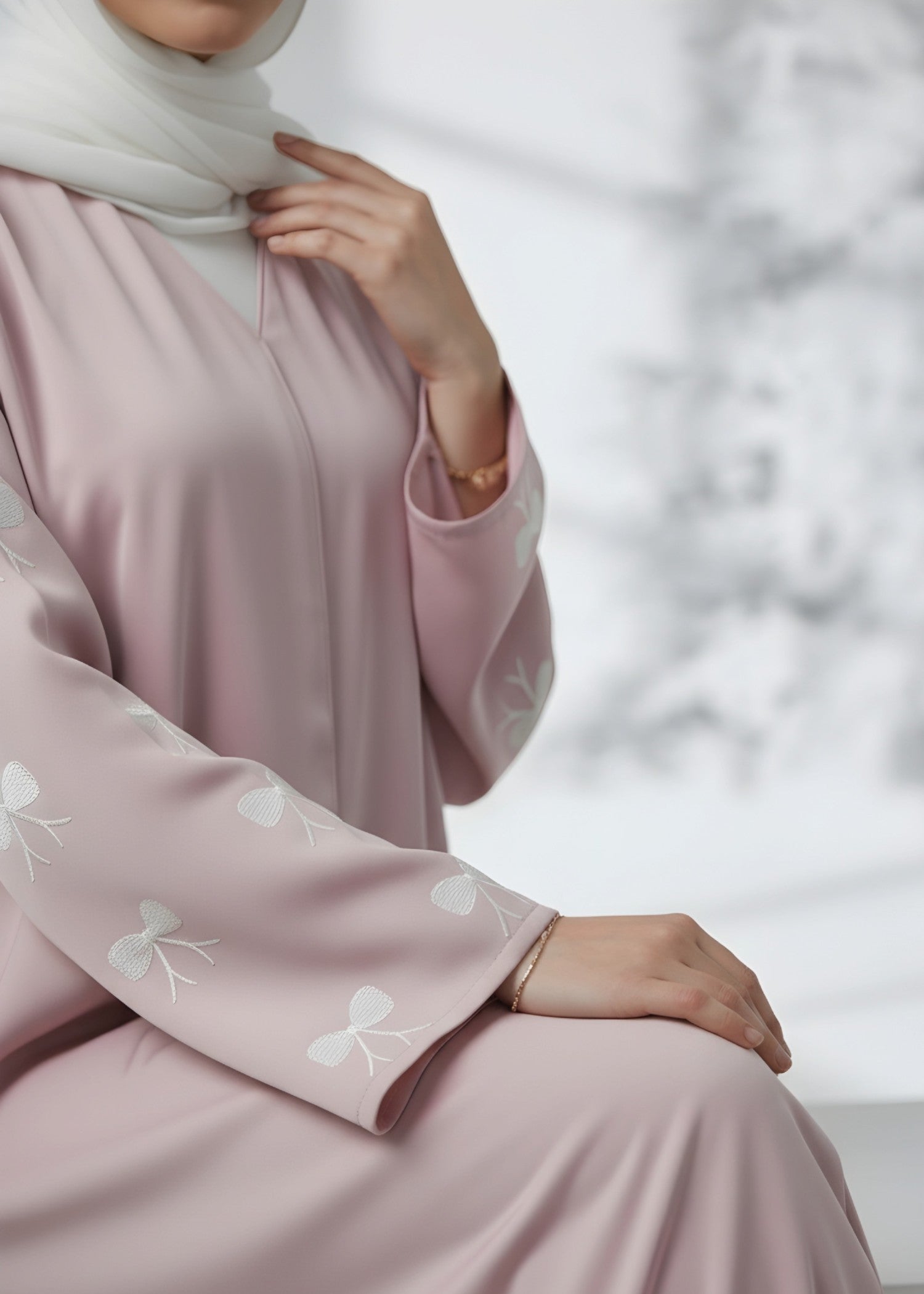 nidha blend Abaya in Cherry blossom pink