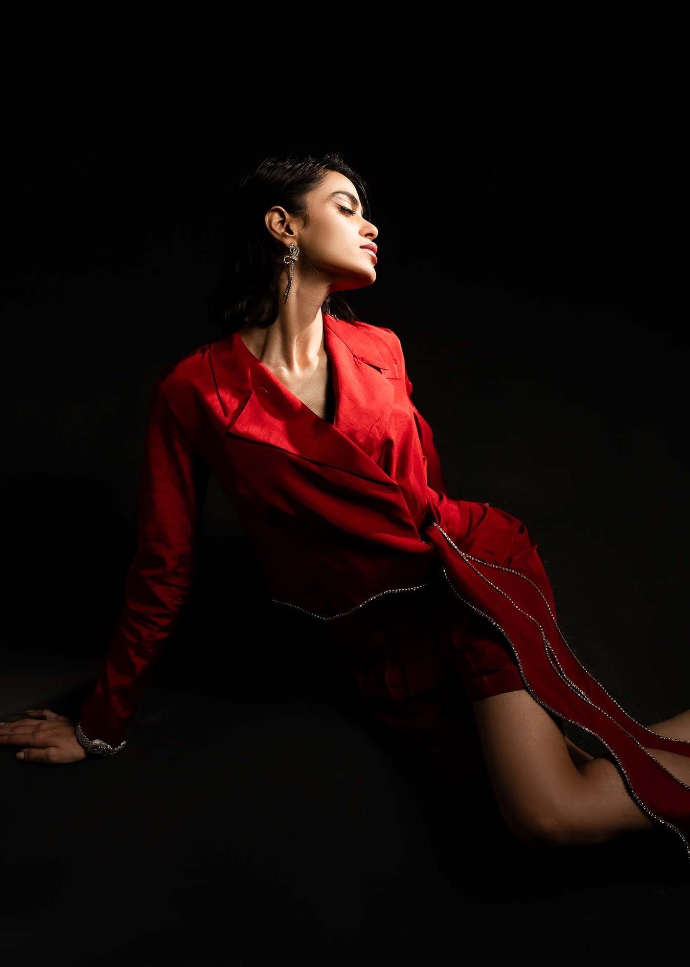 raw silk Co Ord Sets in Red