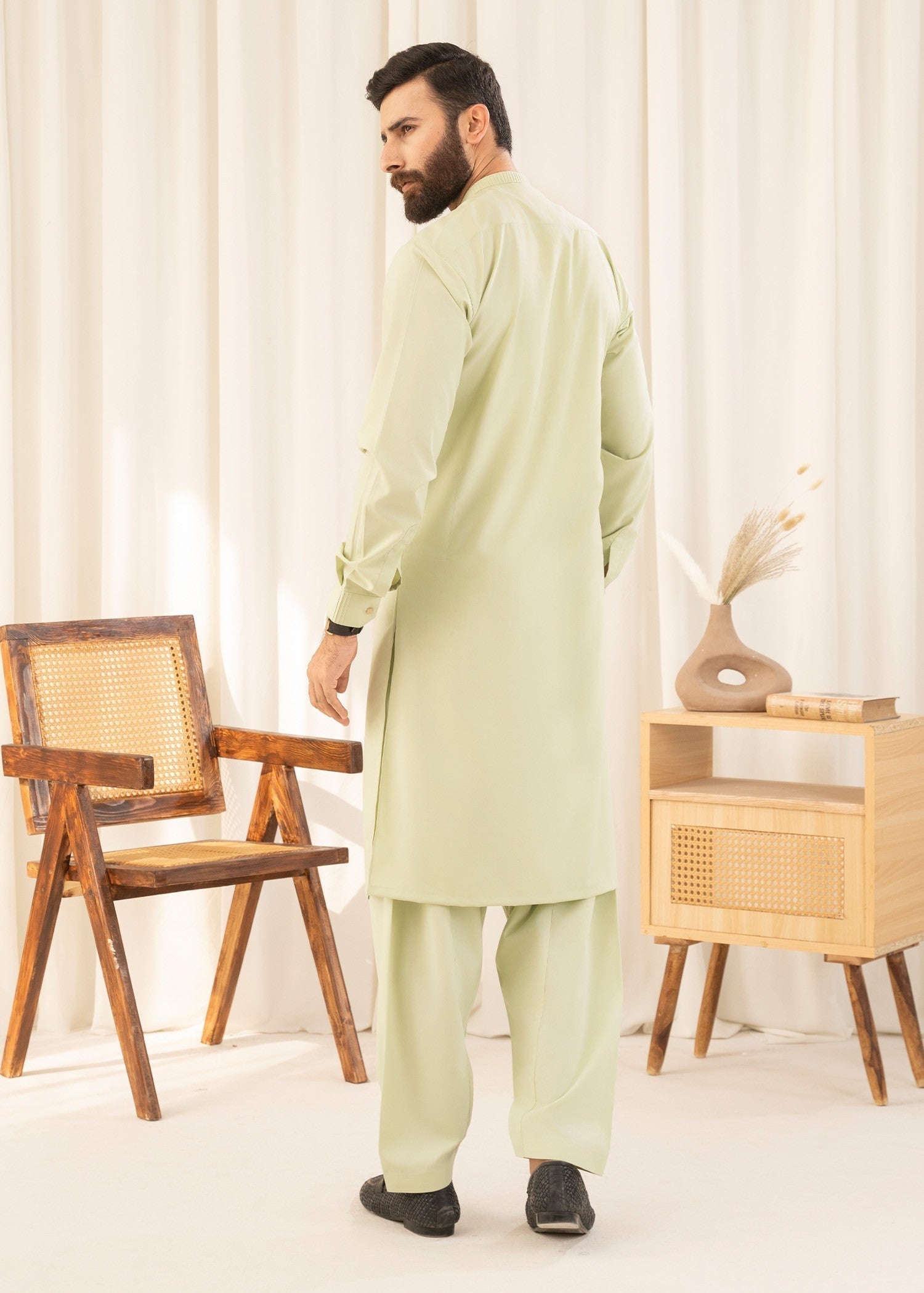 wash & wear Shalwar Kameez in Key lime