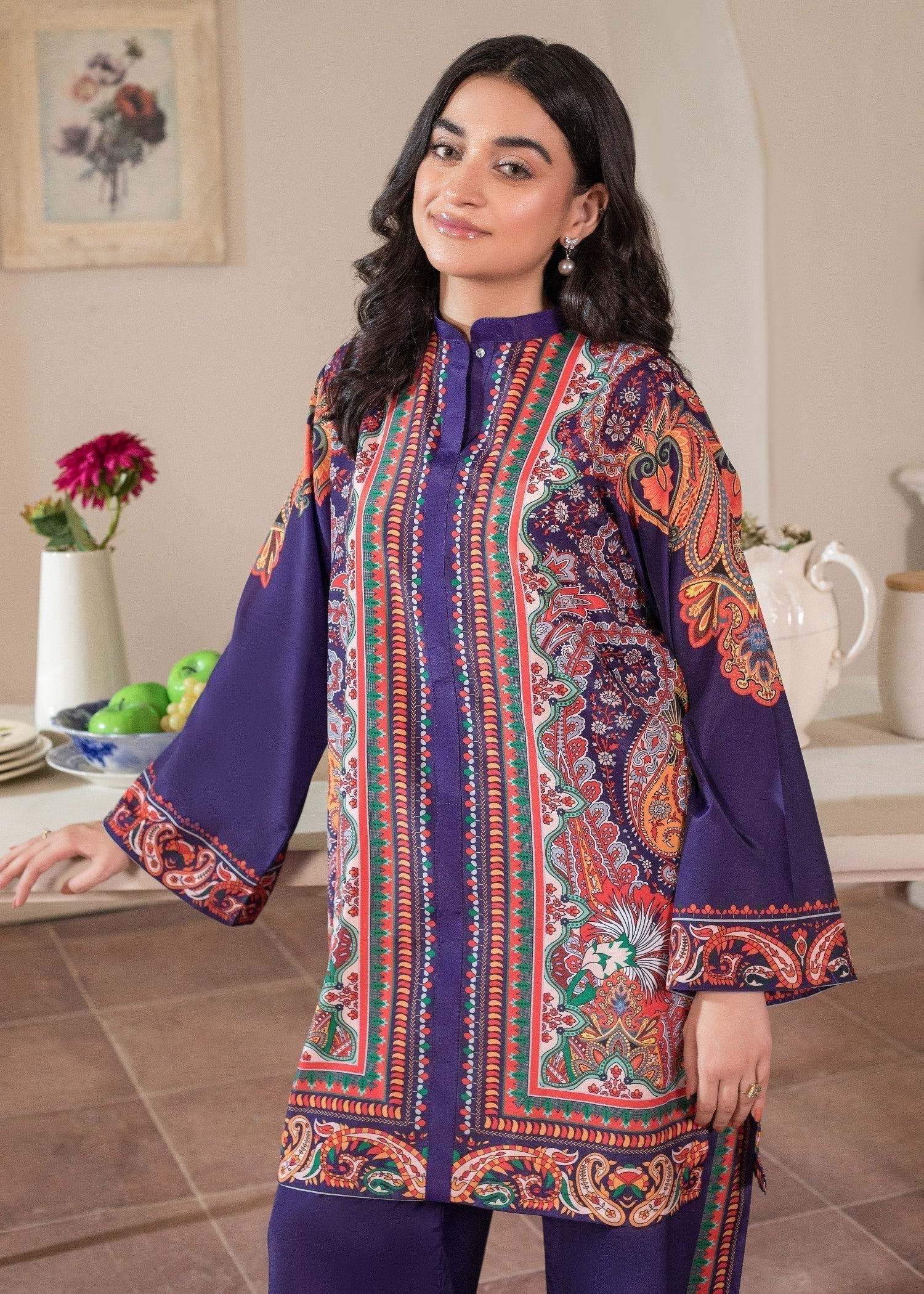 polyester crepe Co Ord Sets in Purple heart