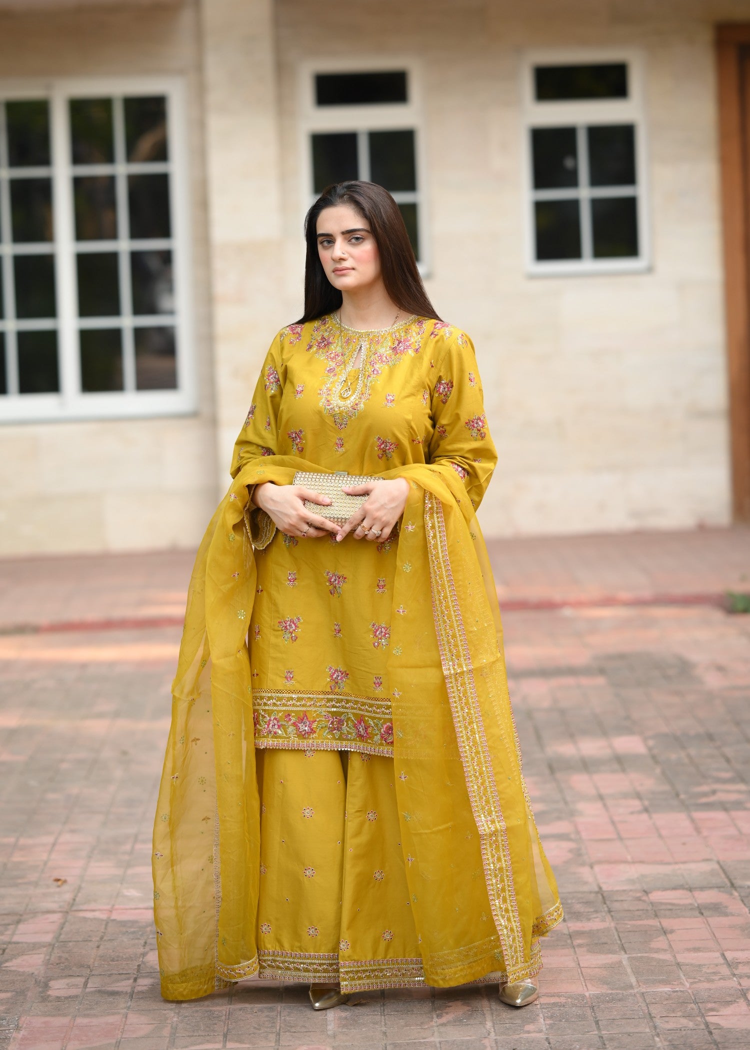 linen Kurta Set in Mustard