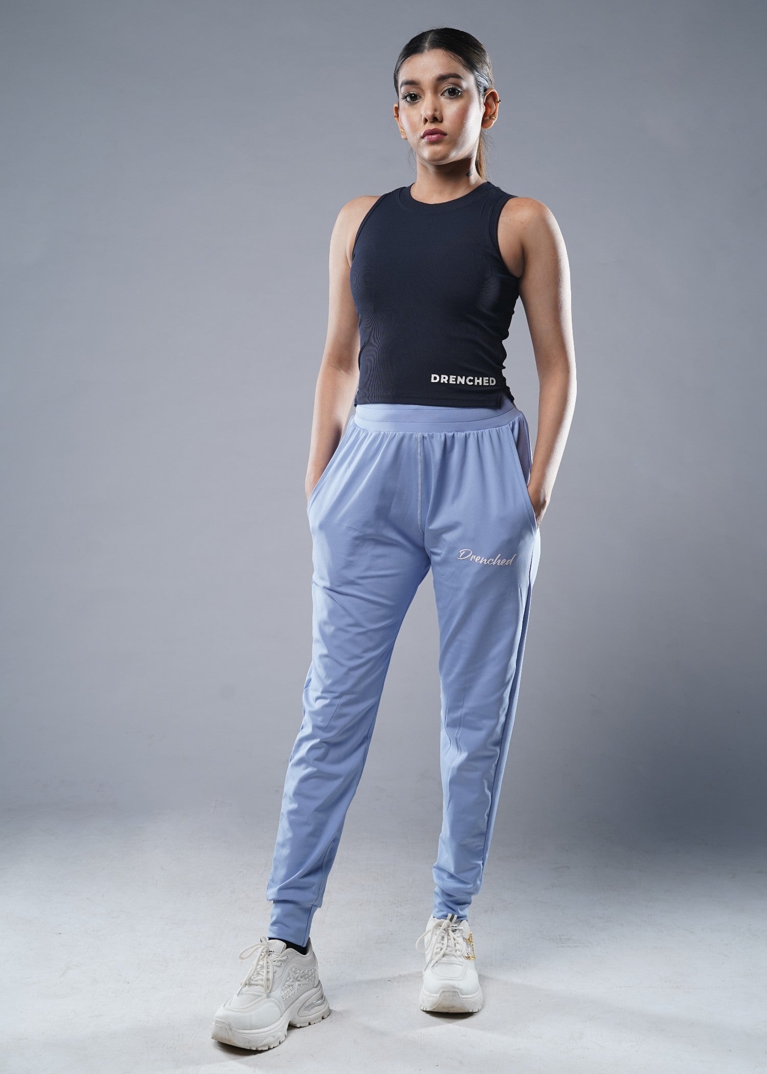 polyester Trousers in Light blue