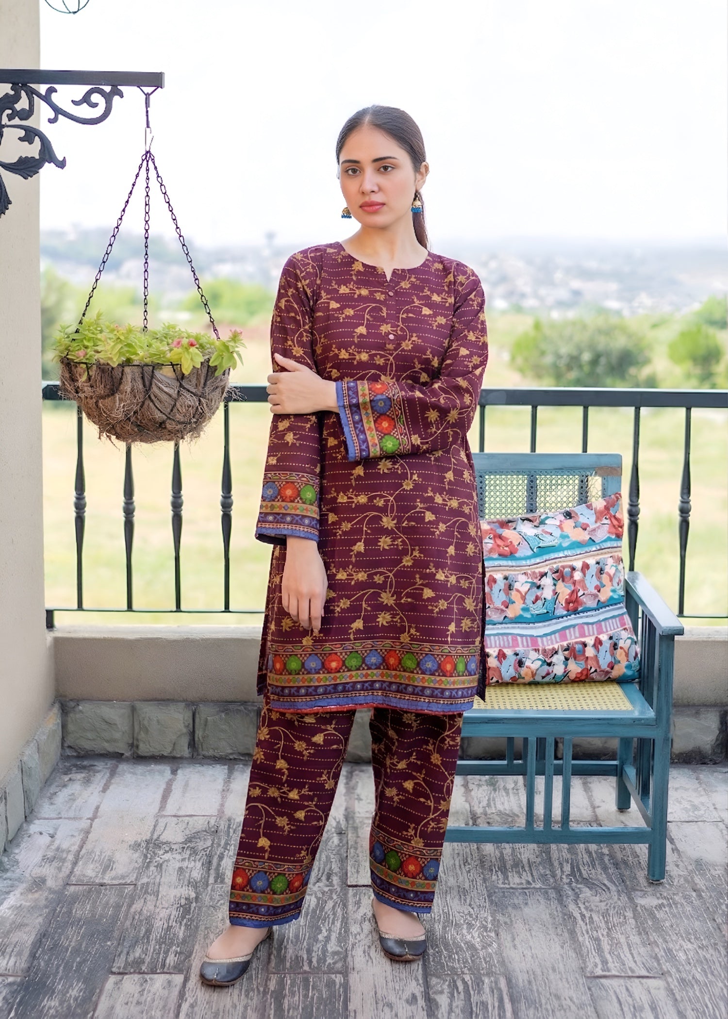 lawn Co Ord Sets in Plum purple